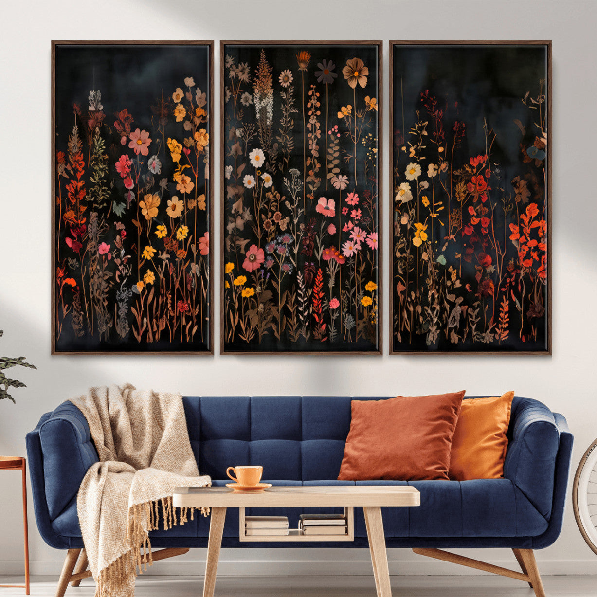 AbstFLF-MGV-CV-36X24-Large Floral Painting Print Illustration Flowers Canvas Wall Art Botanical Wall Decor Modern