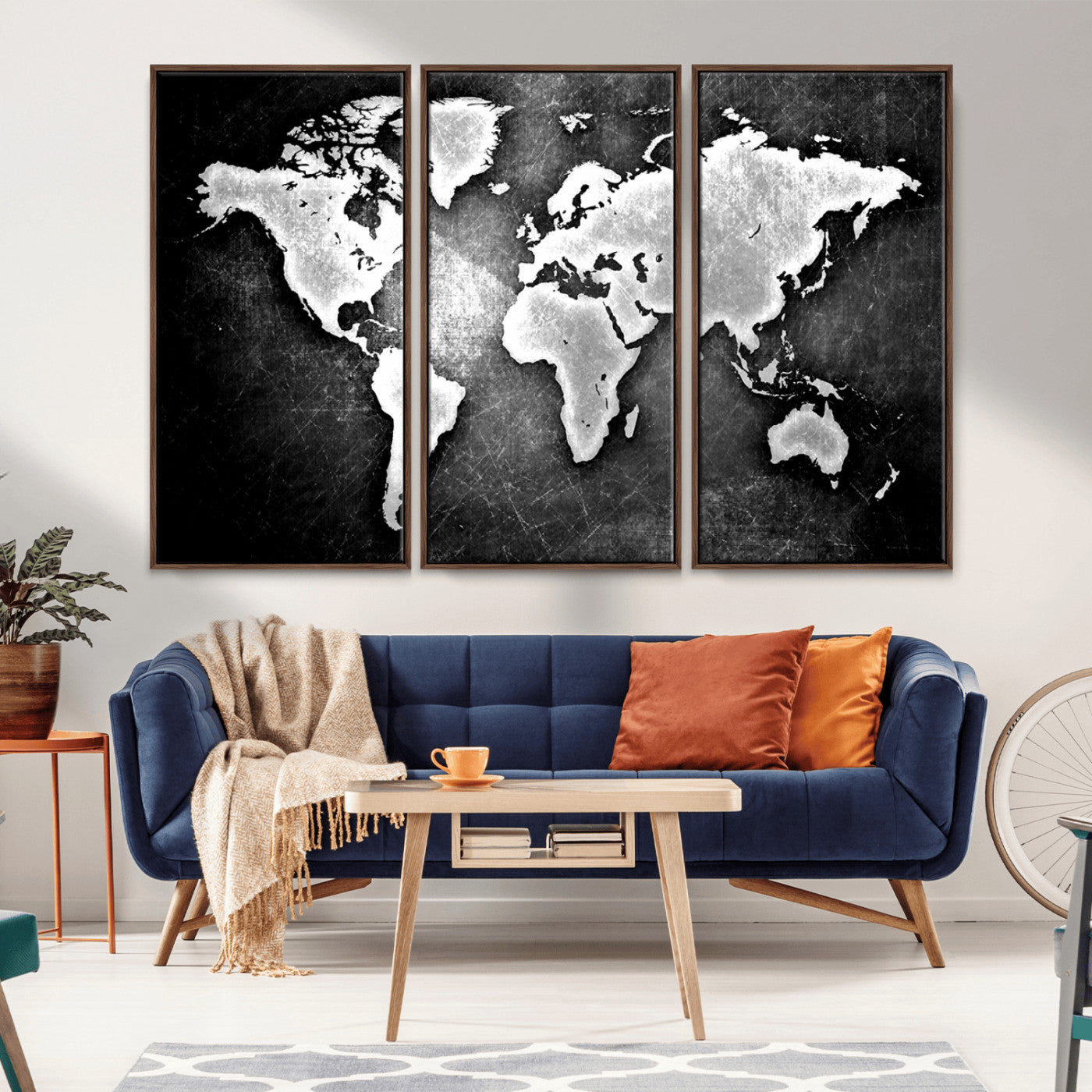 MGV-FC-48X32-3P - World Map Wall Art Canvas Print – Framed Wall Art for Anniversary Gift or Home Adventure Decor