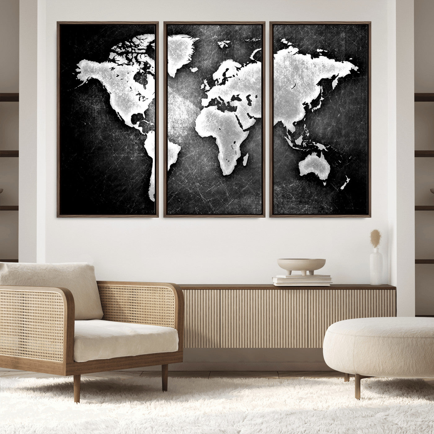 World Map Wall Art Canvas Print – Framed Wall Art for Anniversary Gift or Home Adventure Decor