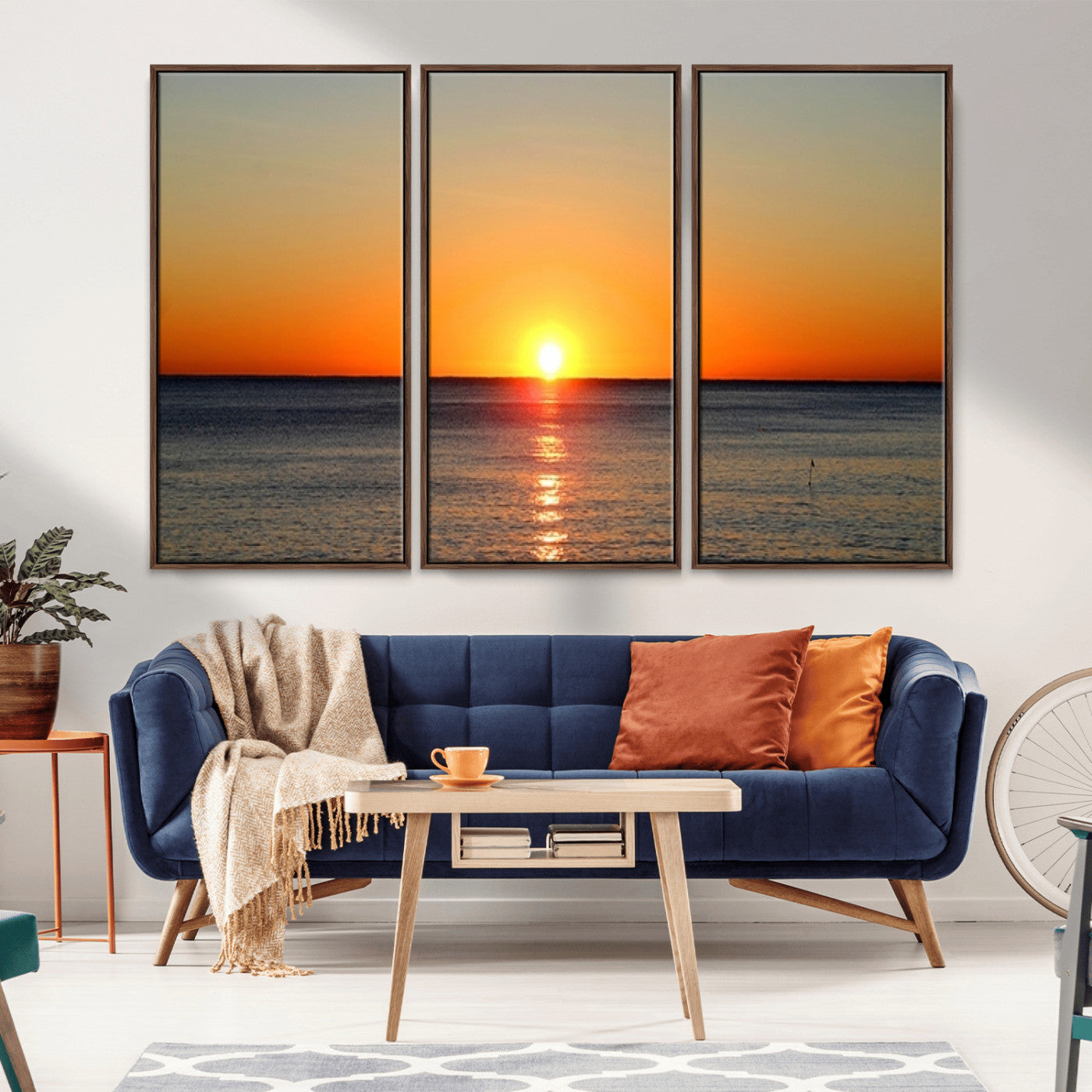 54676-MGV-CV-36X24-Golden Horizon Sunset Over Ocean Wall Art Canvas Print – Tropical Beach Canvas Wall Art – Giclee