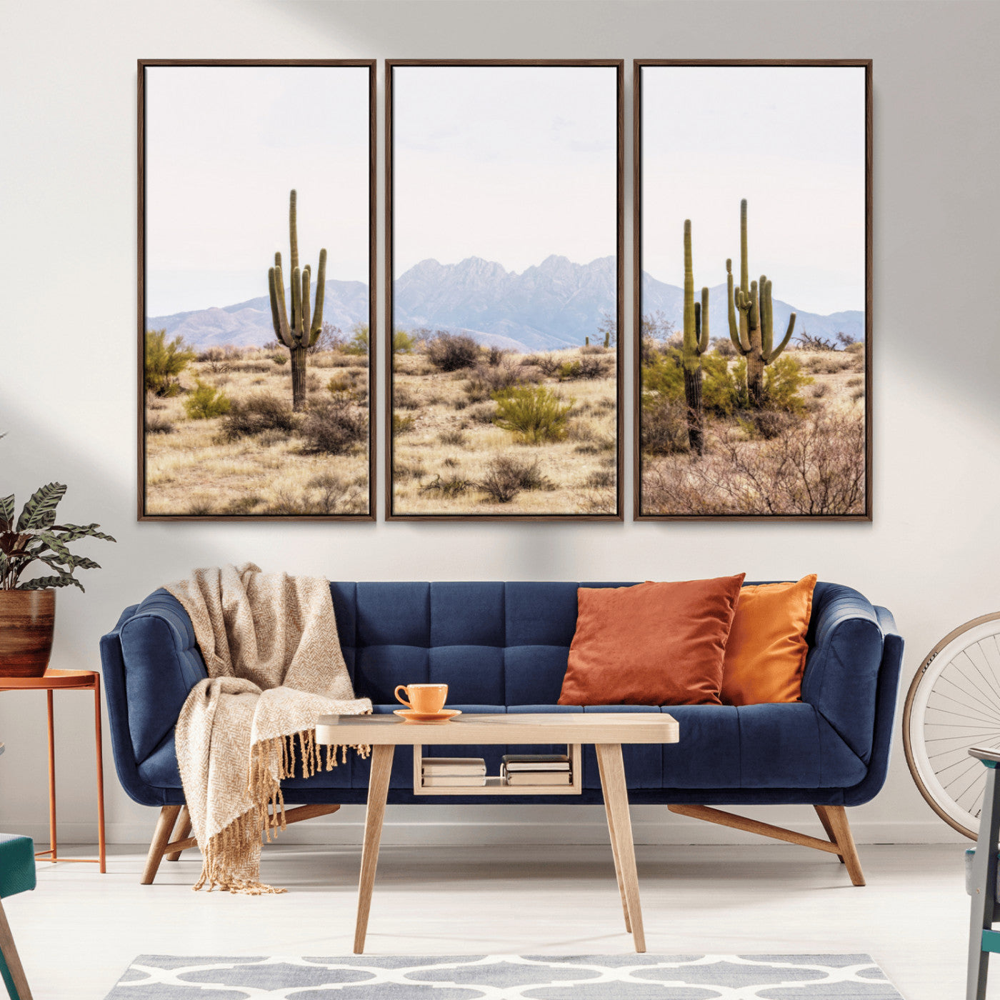 MGV-FC-48X32-3P - Arizona Desert Wall Art Print | Arizona Desert Canvas Print with Saguaro Cacti | Southwestern