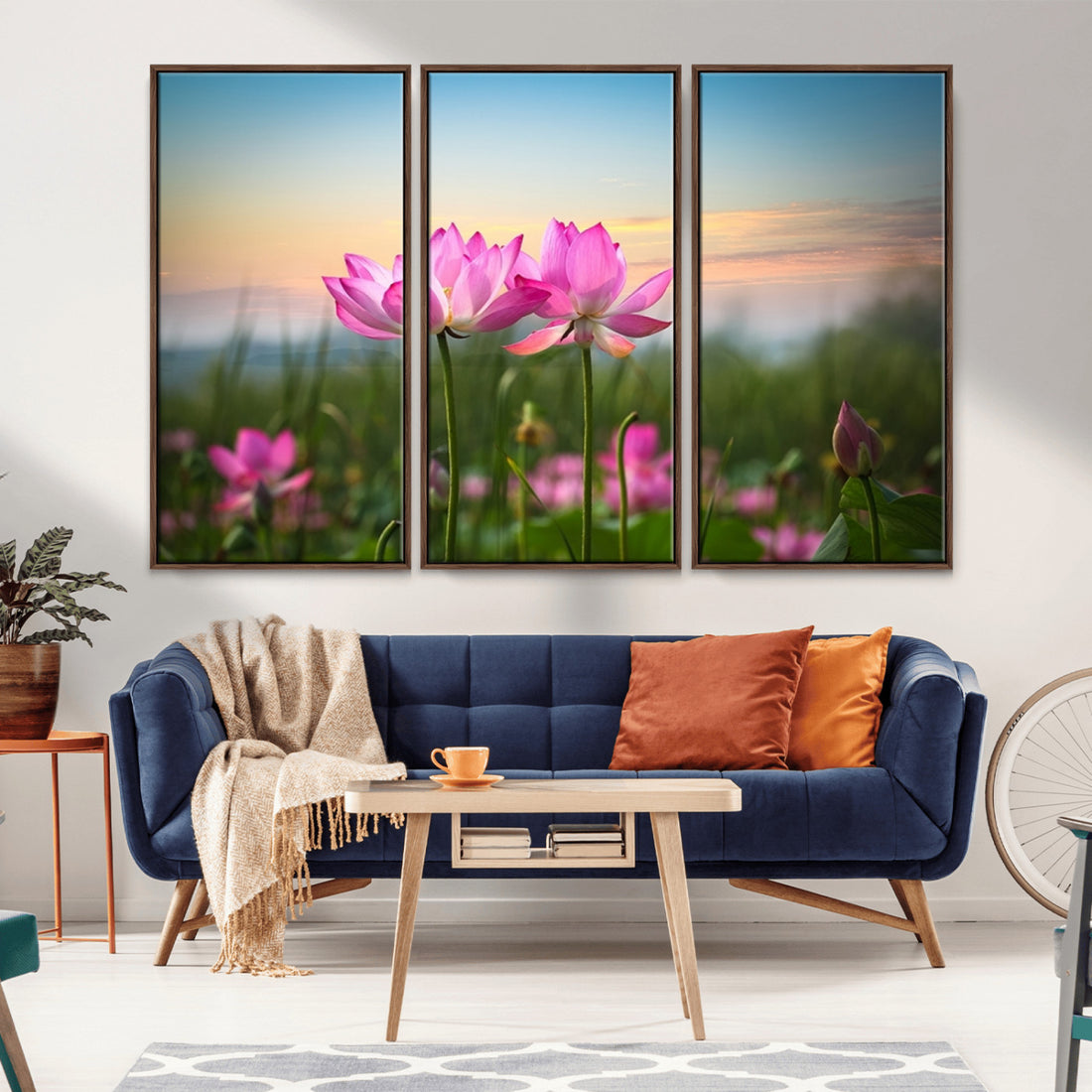Pink Flower on the Mountain Canvas Print, Framed Pink Flower Canvas Wall Art