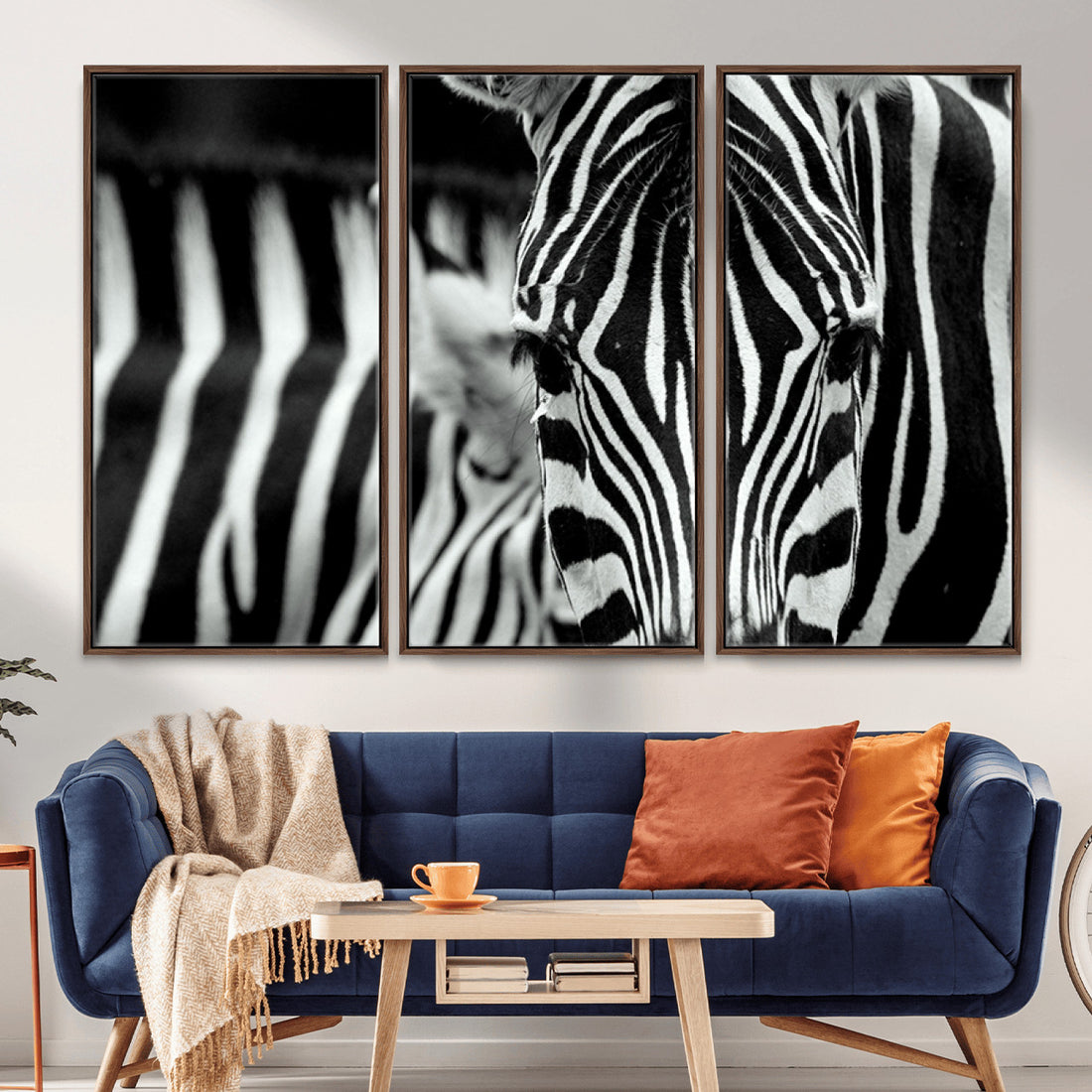 Zebra Wall Art | Zebra Close Up Canvas Print | Framed Black and White Wildlife