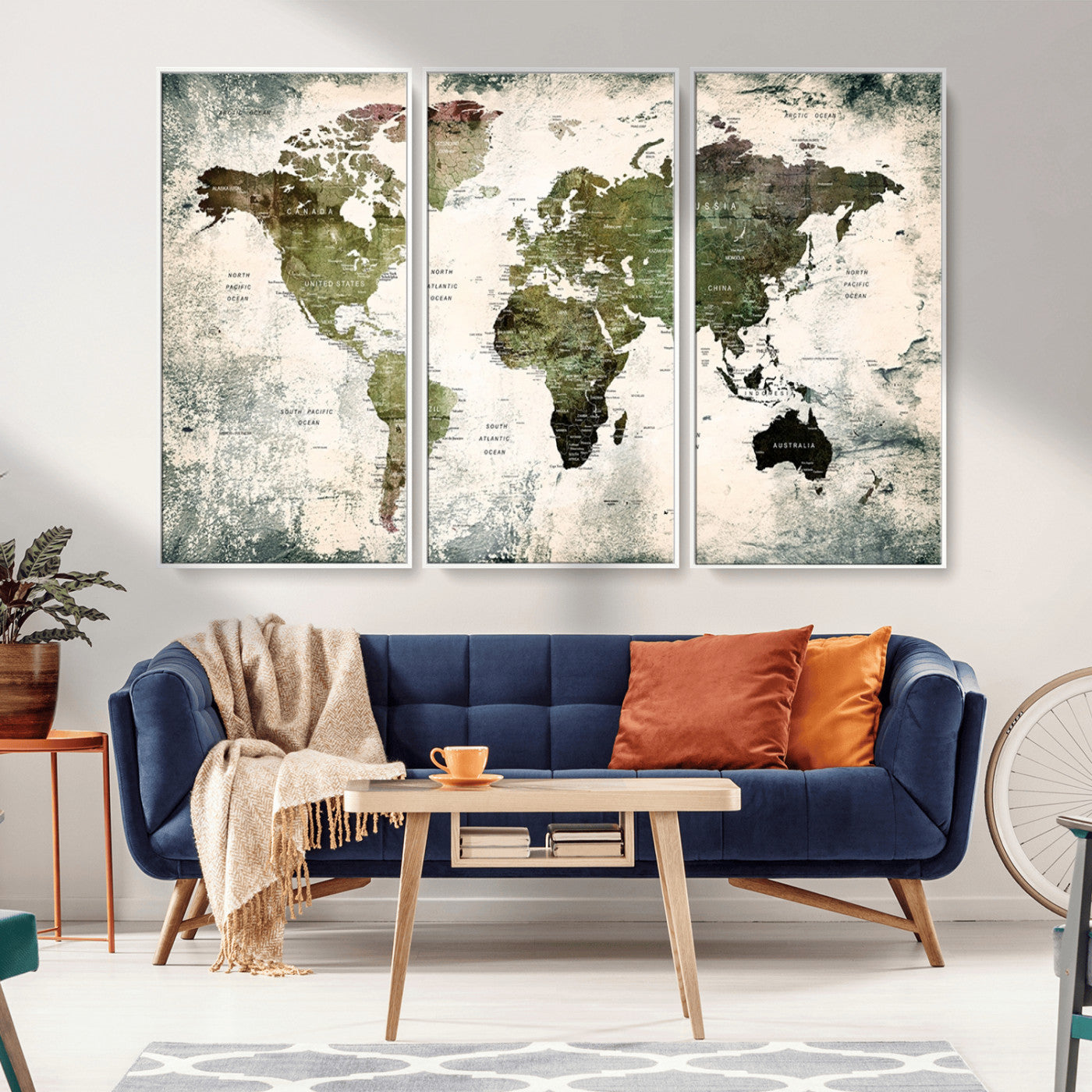 MGV-FC-48X32-3P - Push Pin World Map Canvas Print – Framed Wall Art for Couples to Track Their Travels – Anniversary