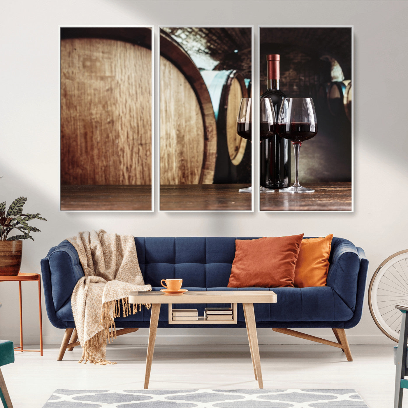 MGV-FC-48X32-3P - Wine and Barrel Wall Art Canvas Print