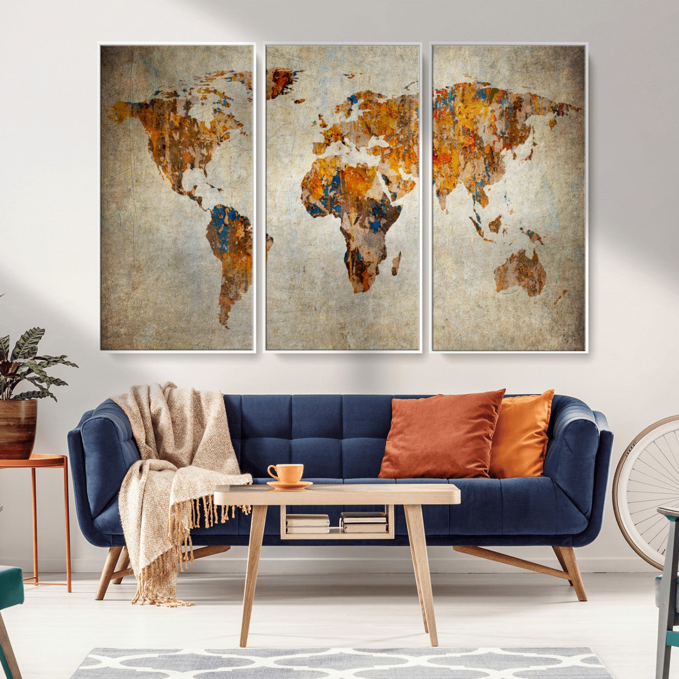 MGV-FC-48X32-3P - Push Pin World Map Canvas Print – Framed Wall Art for Couples to Track Their Travels – Anniversary