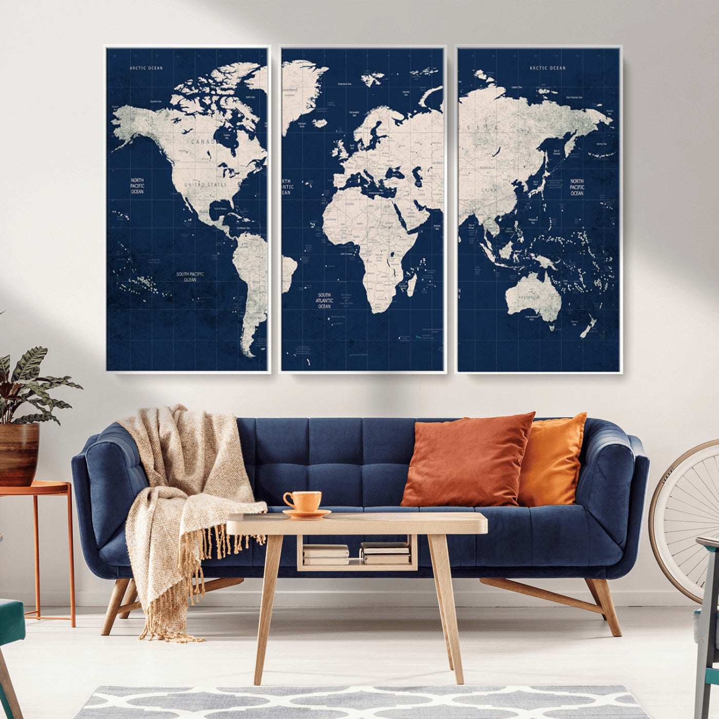 17866-MGV-CV-36X24-Push Pin World Map Canvas Print – Framed Wall Art for Couples to Track Their Travels – Anniversary