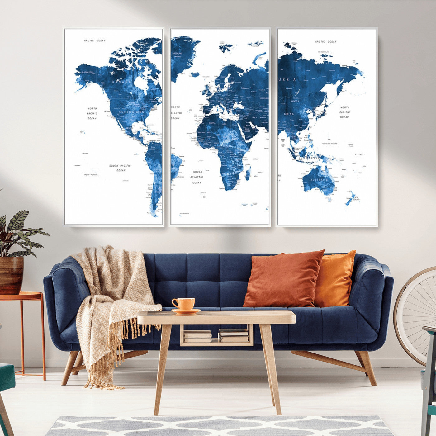 MGV-FC-48X32-3P - Push Pin World Map Canvas Print – Framed Wall Art for Couples to Track Their Travels – Anniversary