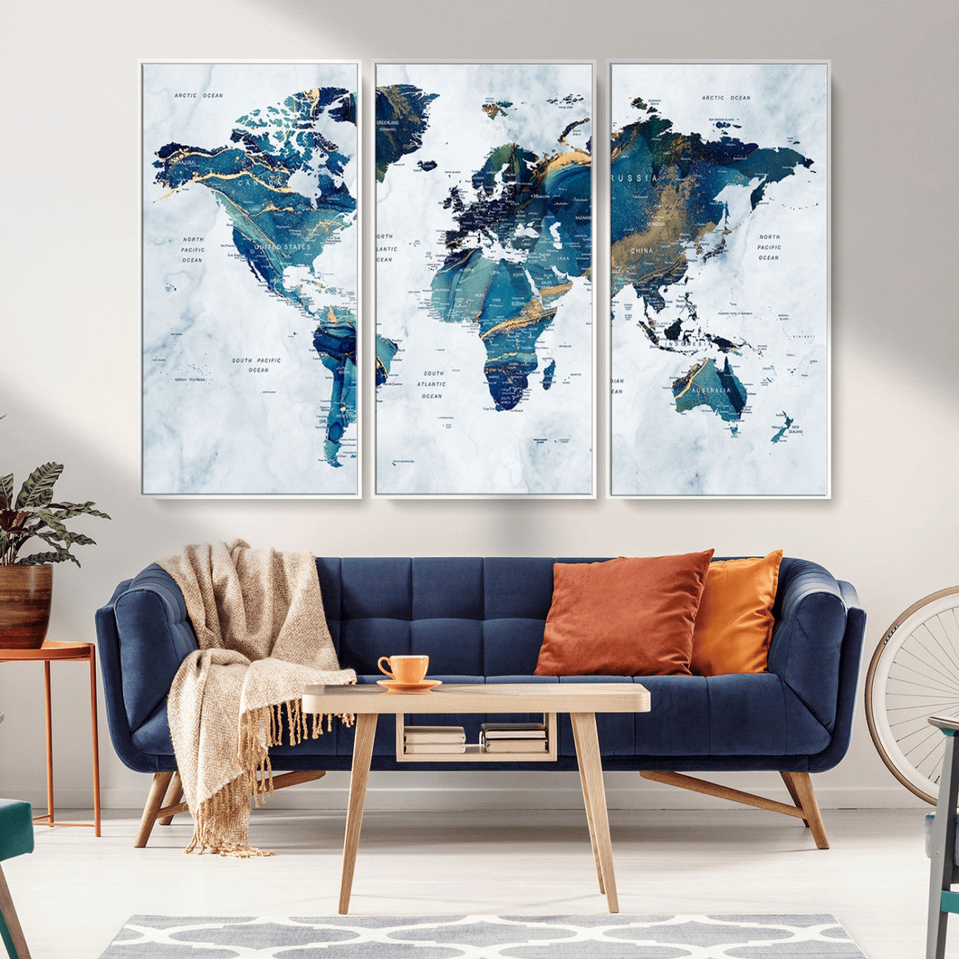 MGV-FC-48X32-3P - Push Pin World Map Canvas Print – Framed Wall Art for Couples to Track Their Travels – Anniversary