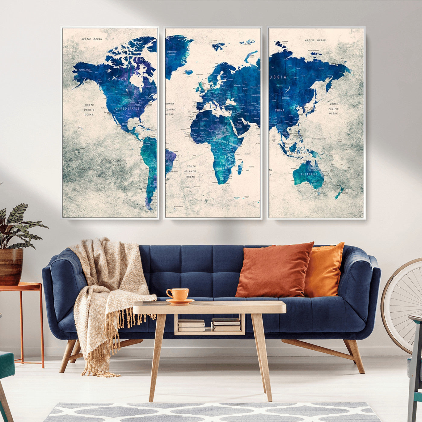MGV-FC-48X32-3P - Push Pin World Map Canvas Print – Framed Wall Art for Couples to Track Their Travels – Anniversary