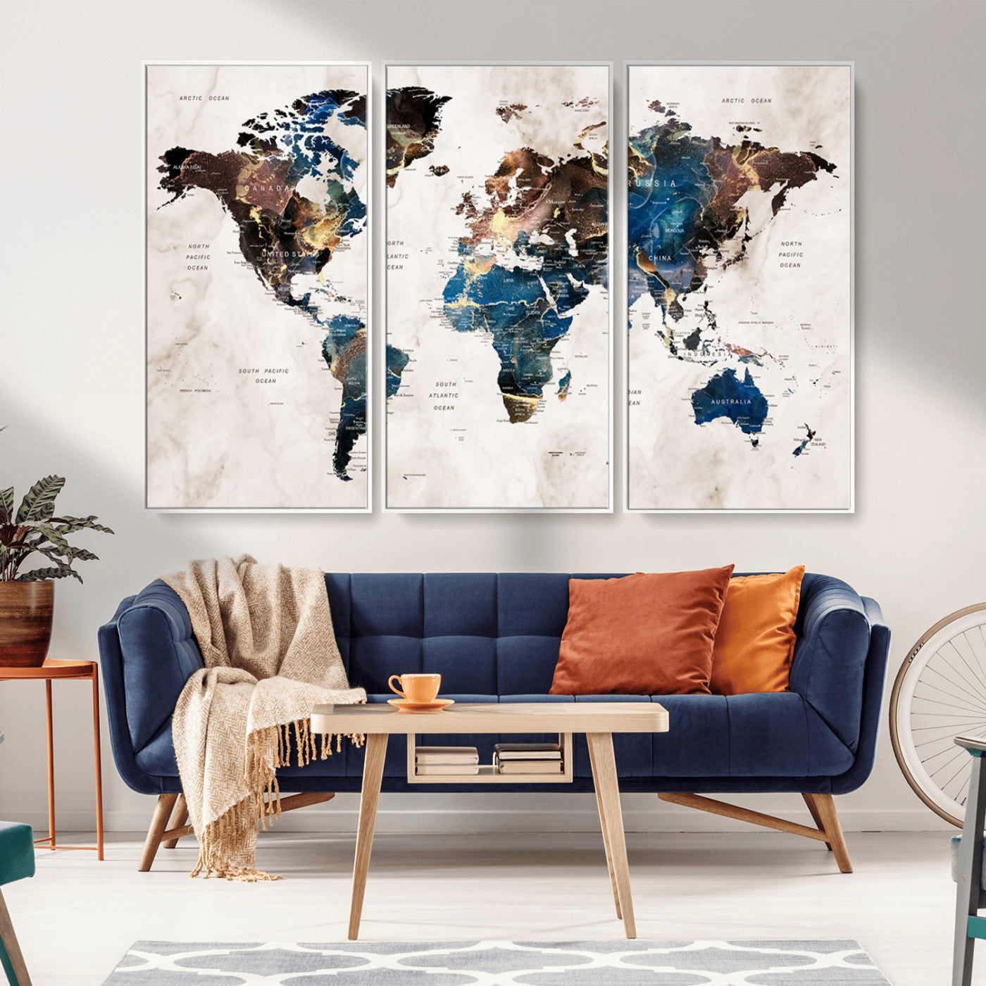 MGV-FC-48X32-3P - Push Pin World Map Canvas Print – Framed Wall Art for Couples to Track Their Travels – Anniversary