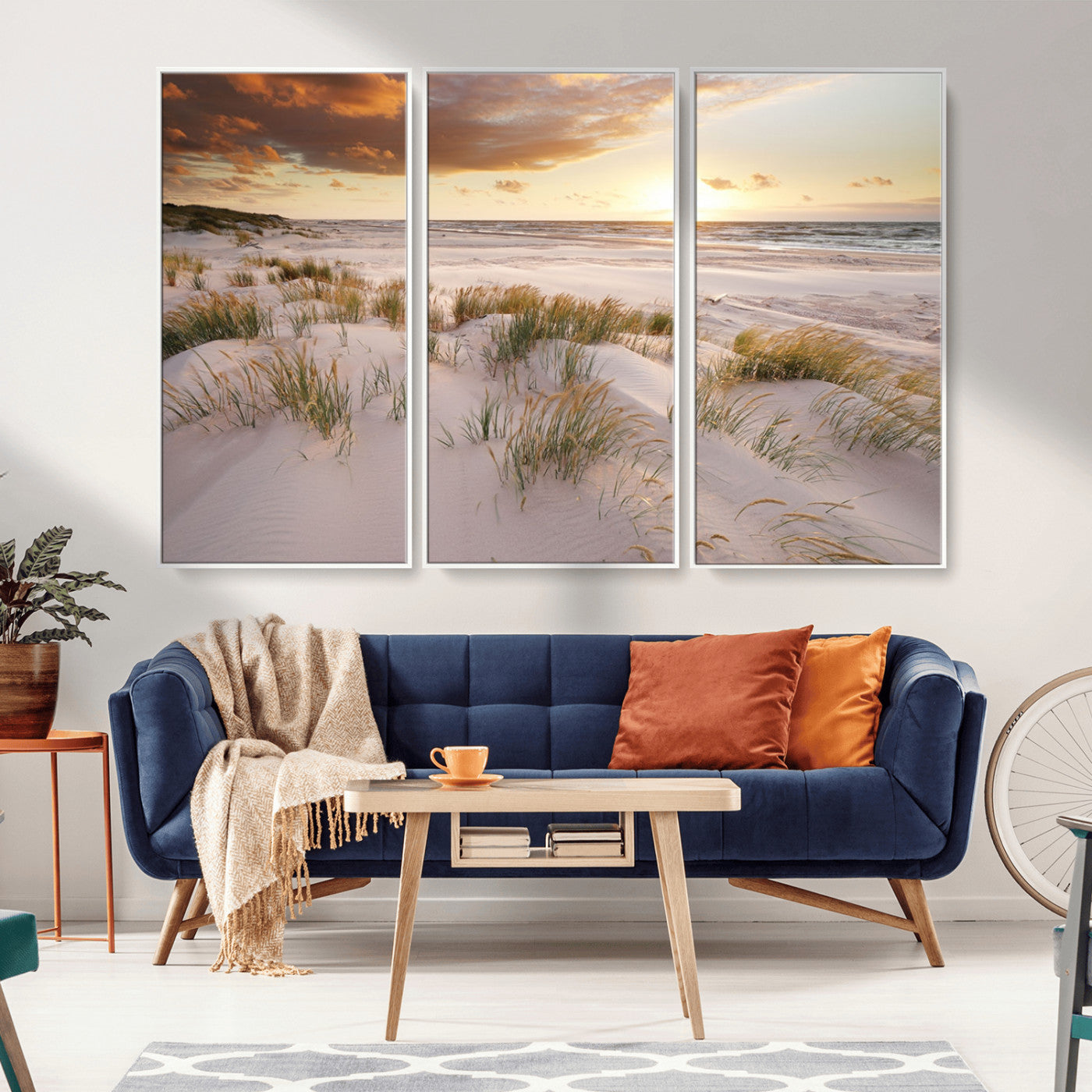 MGV-FC-48X32-3P - Flight Over Coastal Beach Landscape, Flight Over Coastal Beach Print Canvas Wall Art