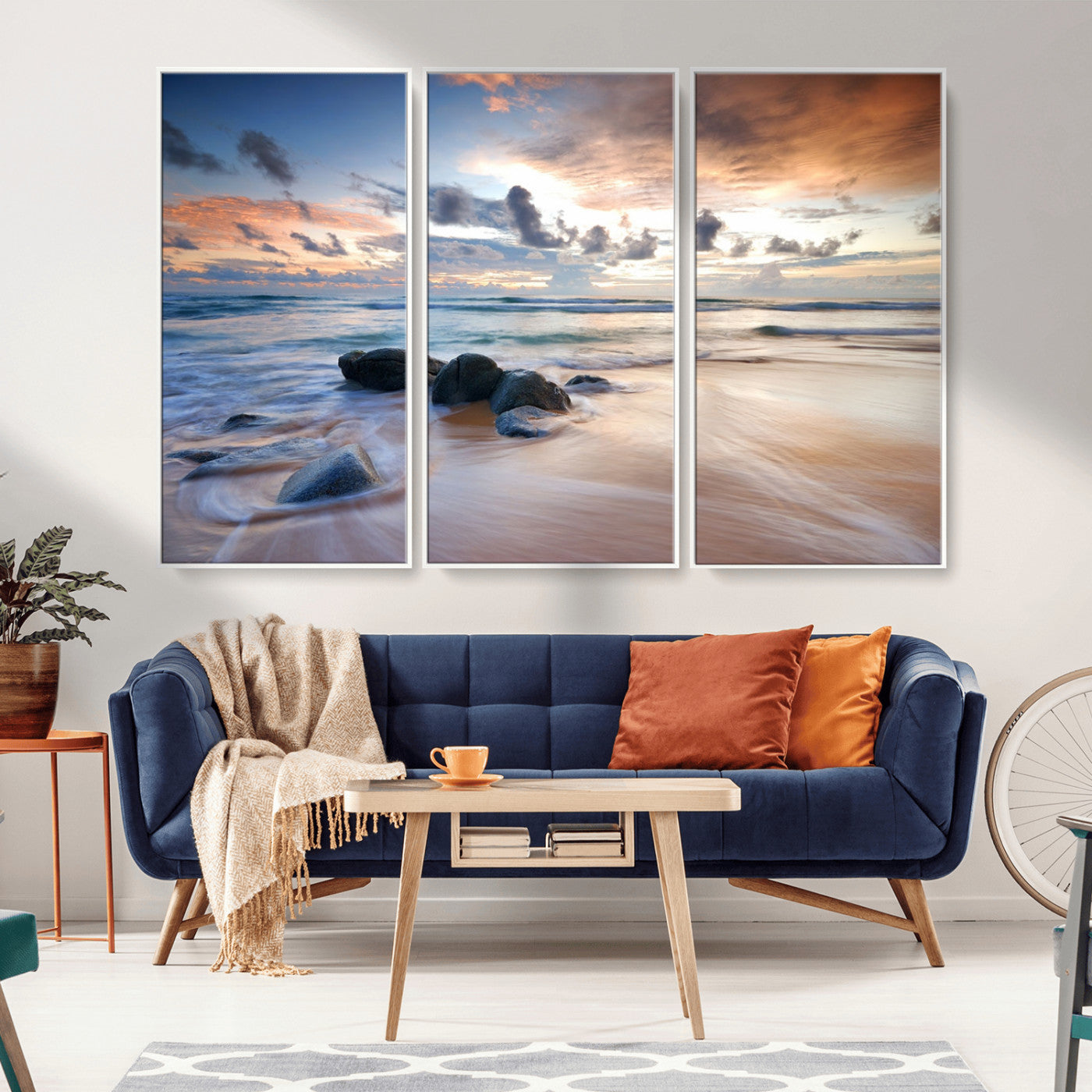 MGV-FC-48X32-3P - Serene Weather On The Beach Wall Art Canvas Print