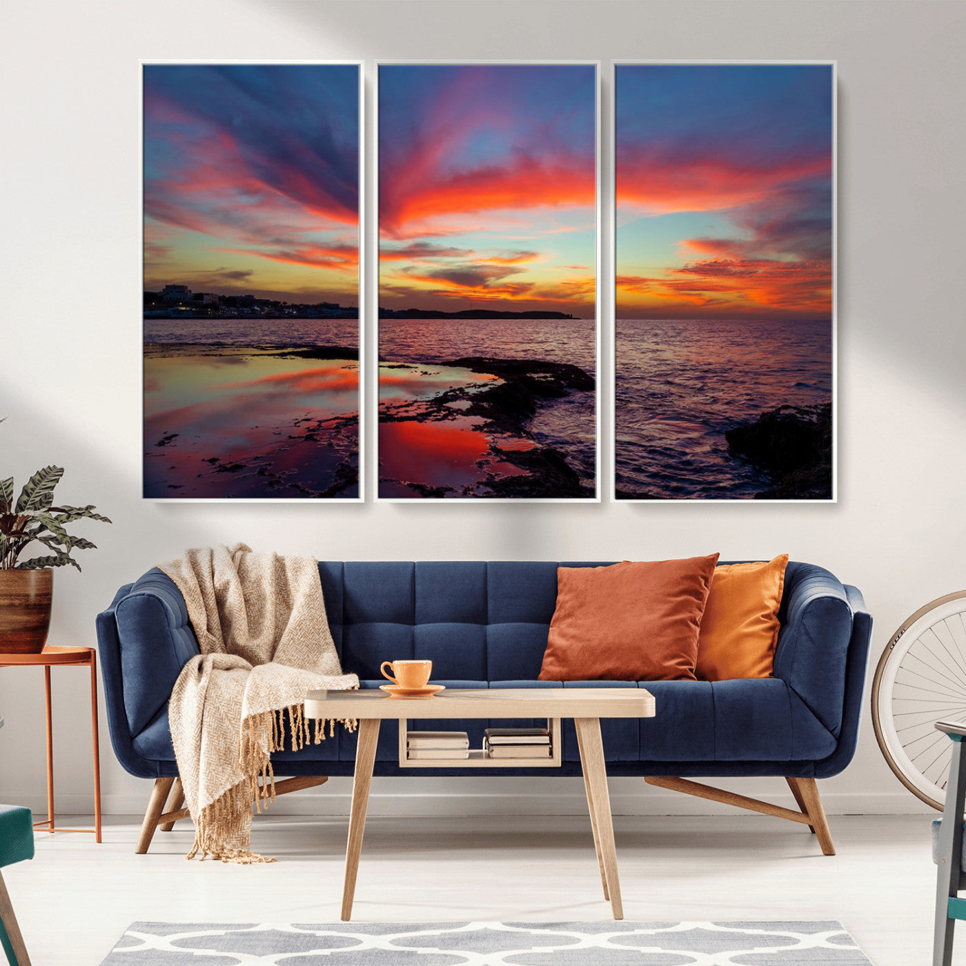 MGV-FC-48X32-3P - Glorious Sunset on The Beach Wall Art Canvas Print
