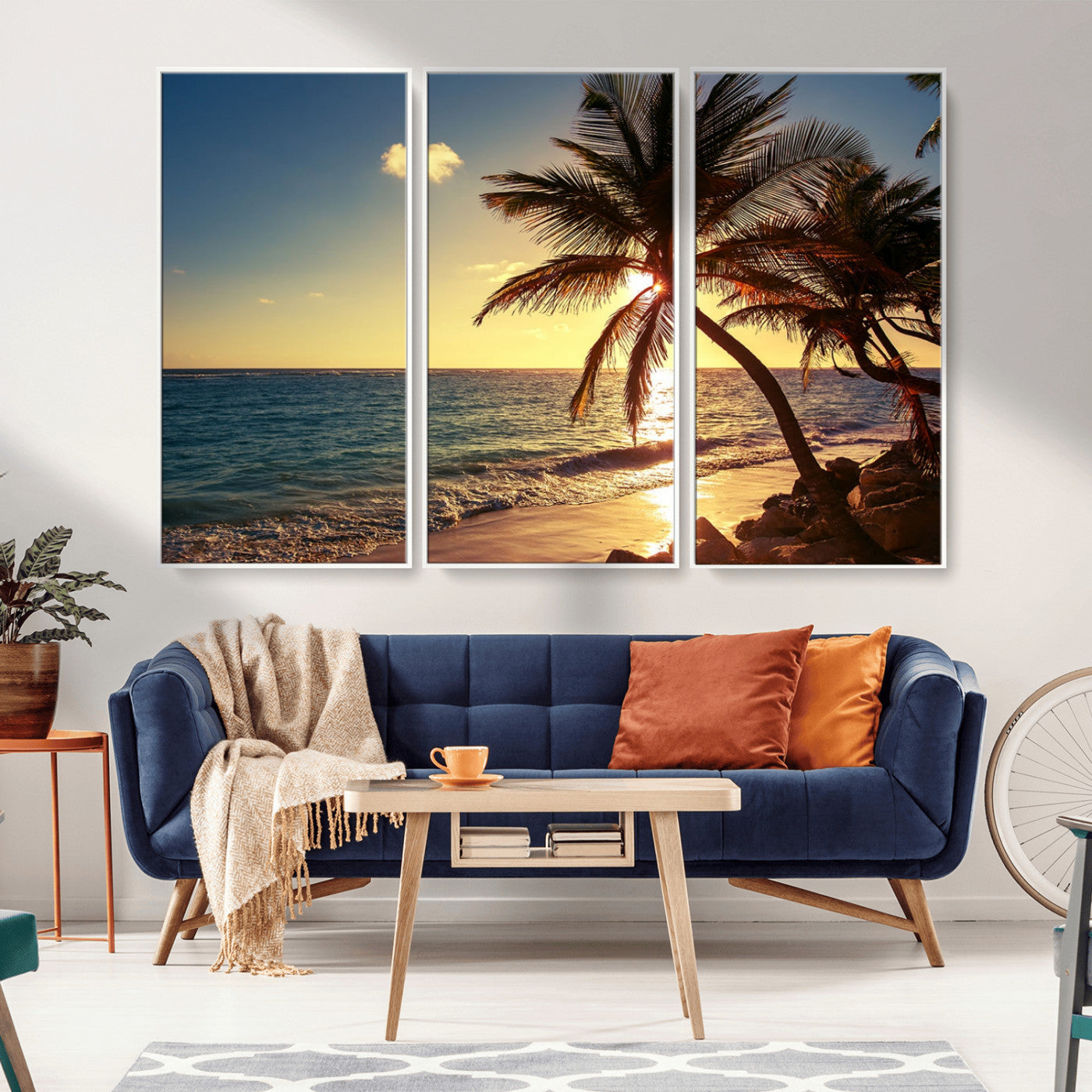 MGV-FC-48X32-3P - Sunset Palm Trees Wall Art Canvas Print