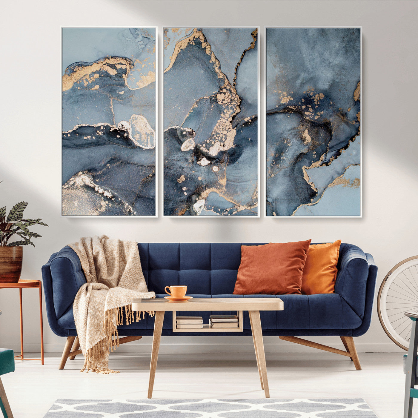 MGV-FC-48X32-3P - Multipanel Marble Fluid Effect Wall Art Abstract Canvas Wall Art Print