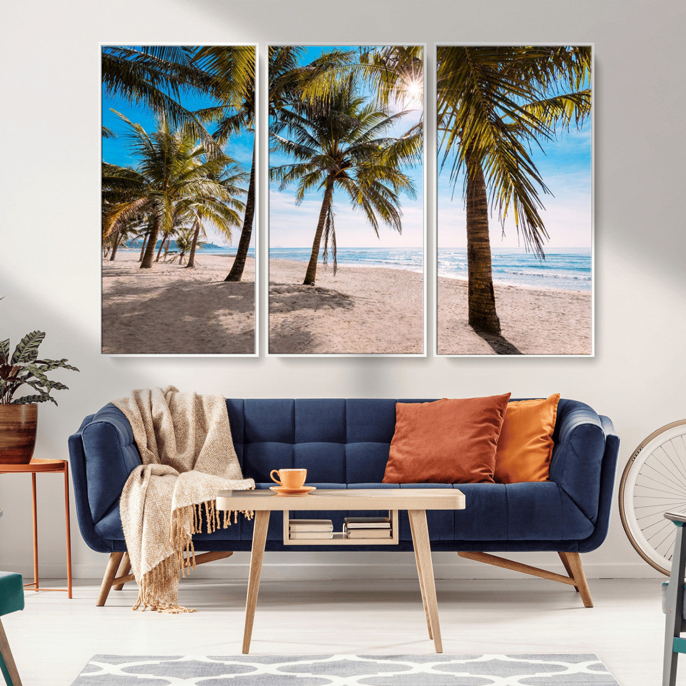 MGV-FC-48X32-3P - Palm Beach Tropical Island Wall Art Canvas Print