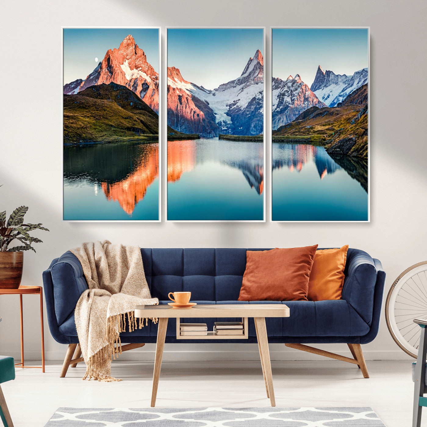 MGV-FC-48X32-3P - Landscape Mountain and Lake View Wall Art Canvas Print