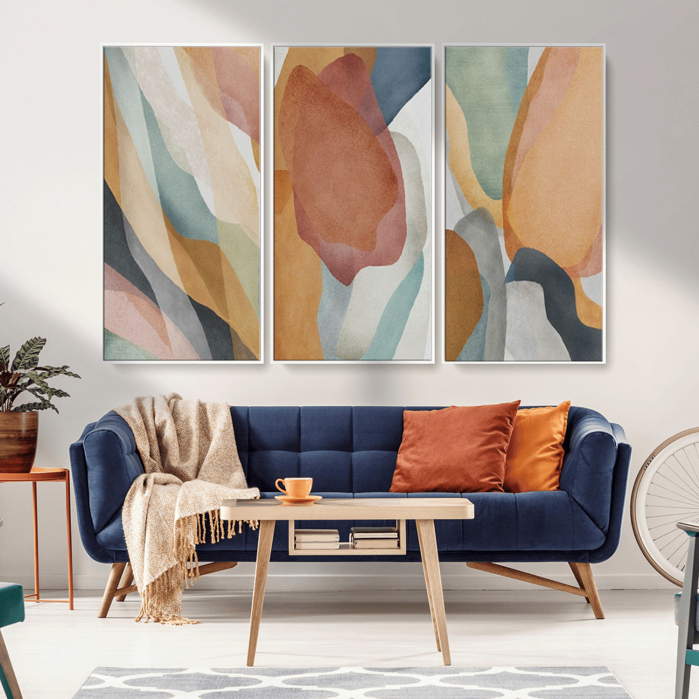 MGV-FC-48X32-3P - Boho Wall Art Canvas Print Set, Watercolor Boho Wall Art Canvas
