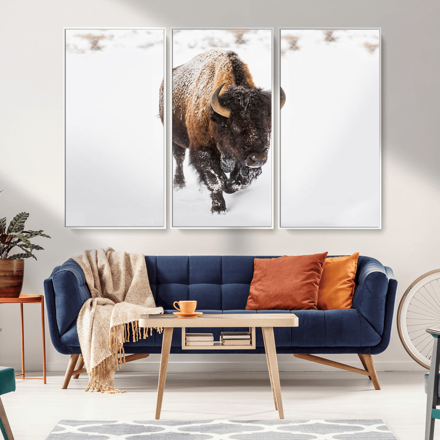 MGV-FC-48X32-3P - Bison Winter Wall Art Canvas Print For Farmhouse Decor