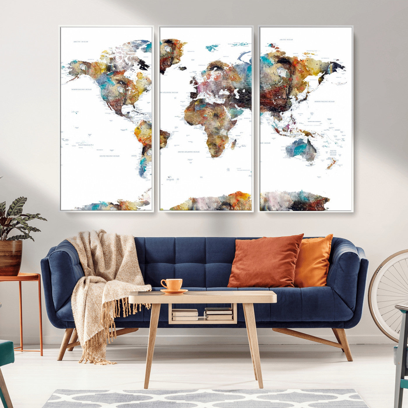 MGV-FC-48X32-3P - Push Pin World Map Canvas Print – Framed Wall Art for Couples to Track Their Travels – Anniversary