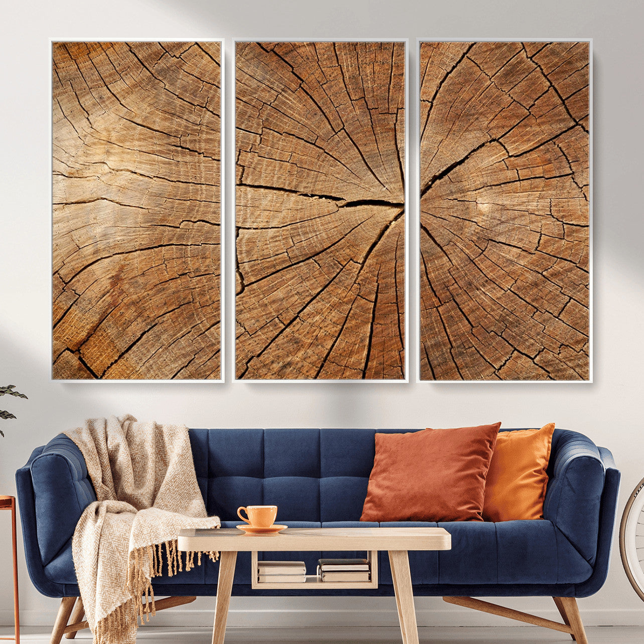 61710-MGV-CV-36X24 - Tree Ring Canvas Art, Rustic Wood Grain Wall Art, Tree Slice Decor for Modern Homes, Giclee