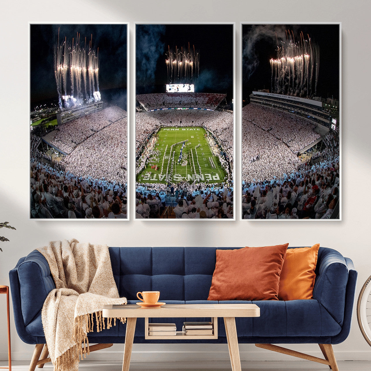 11391-MGV-CV-36X24 - Penn State Football Wall Art Canvas Print – Framed Stadium Game Day Sports Team Spirit Artwork for Home, Office