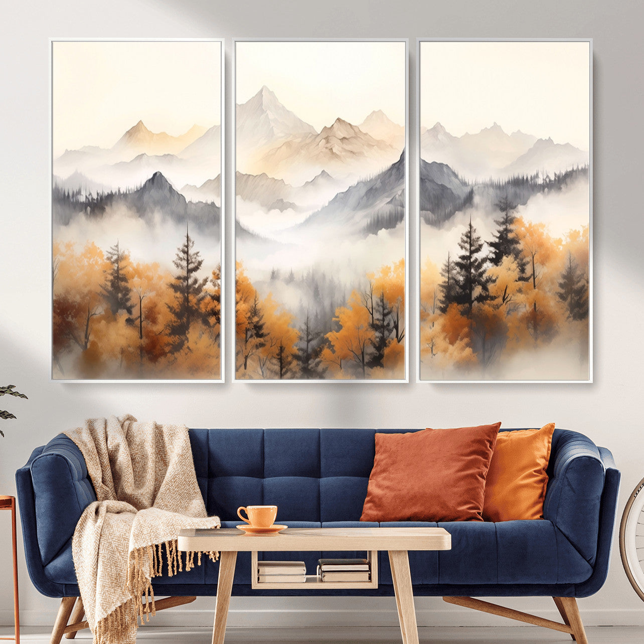 70049-MGV-CV-36X24 - Abstract Mountain Wall Art | Misty Mountain Forest and Mountains Canvas Print for Living Room,