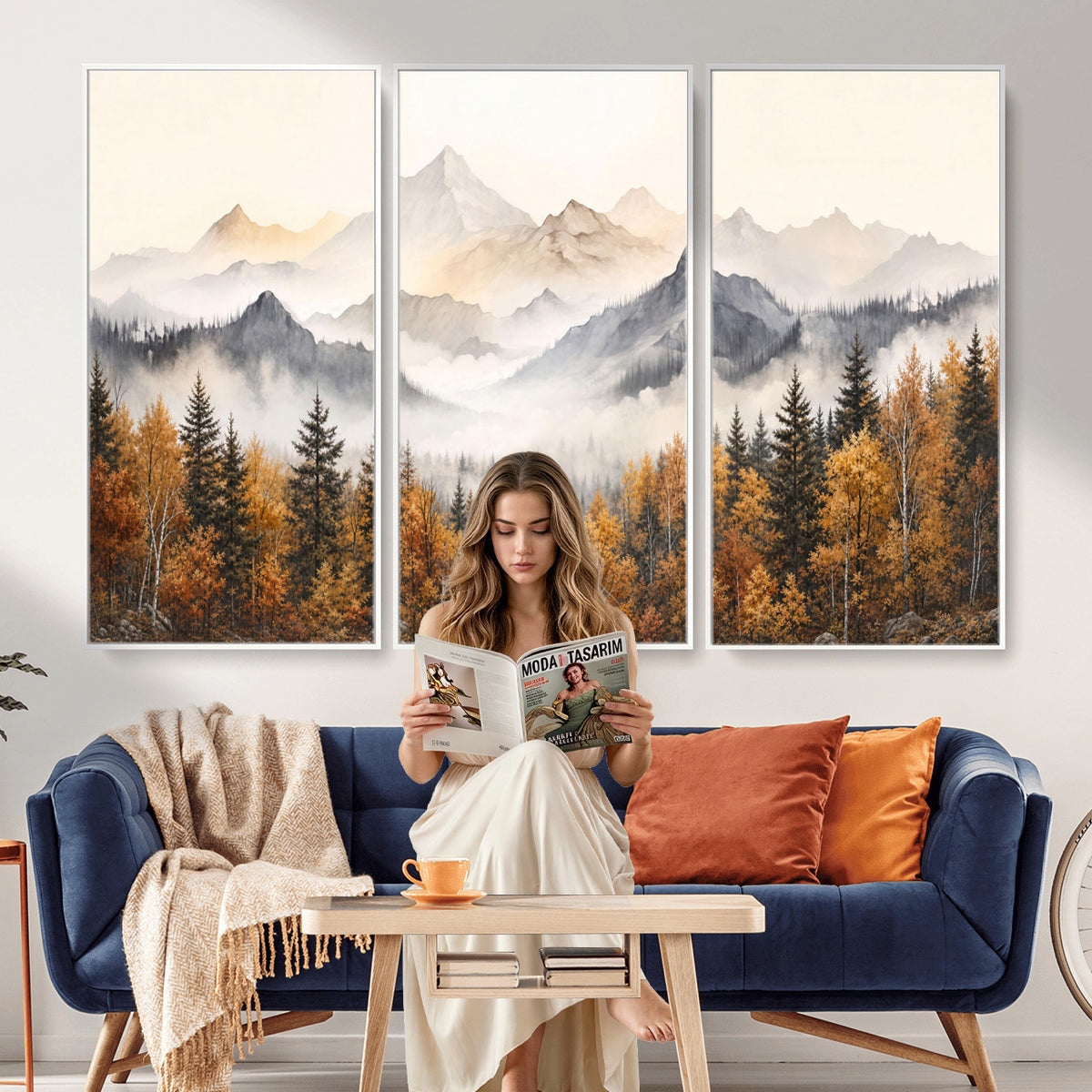 70049-MGV-CV-36X24 - Abstract Mountain Wall Art, Misty Mountain Forest