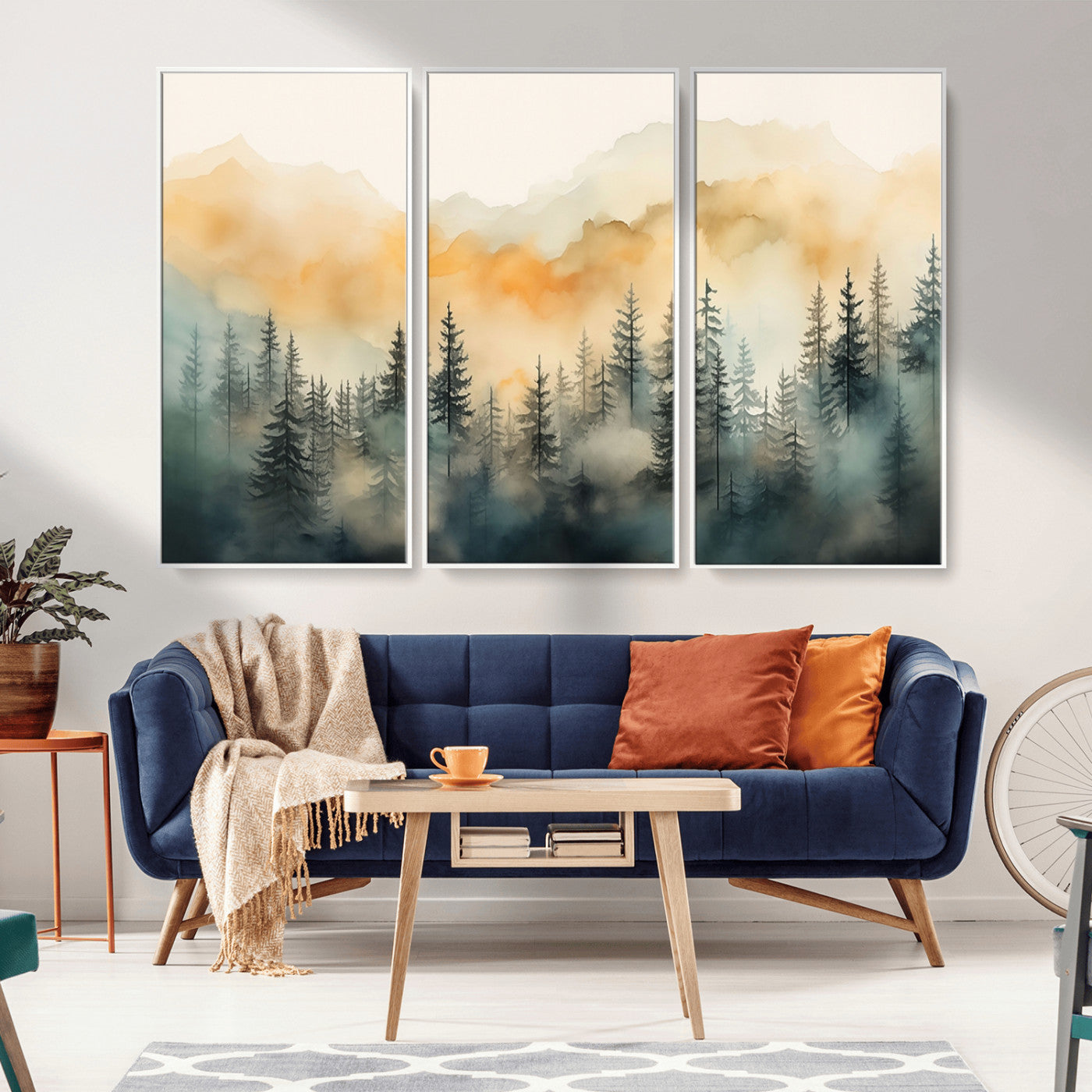 34155-MGV-CV-36X24-Abstract Forest Print - Mountain Wall Art | Autumn Landscape Canvas Print for Living Room, Bedroom, or Office | Large Wall Art Decor