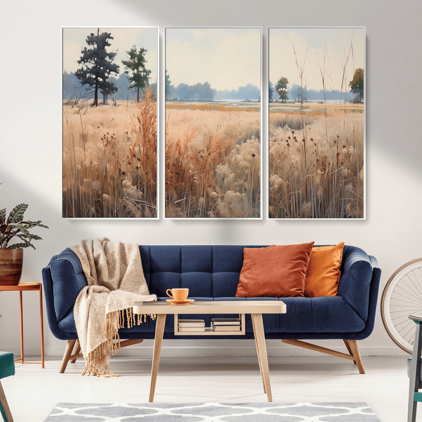 -Golden Fields Canvas Wall Art Print – Serene Landscape of Nature’s Tranquility in Minimalist Modern