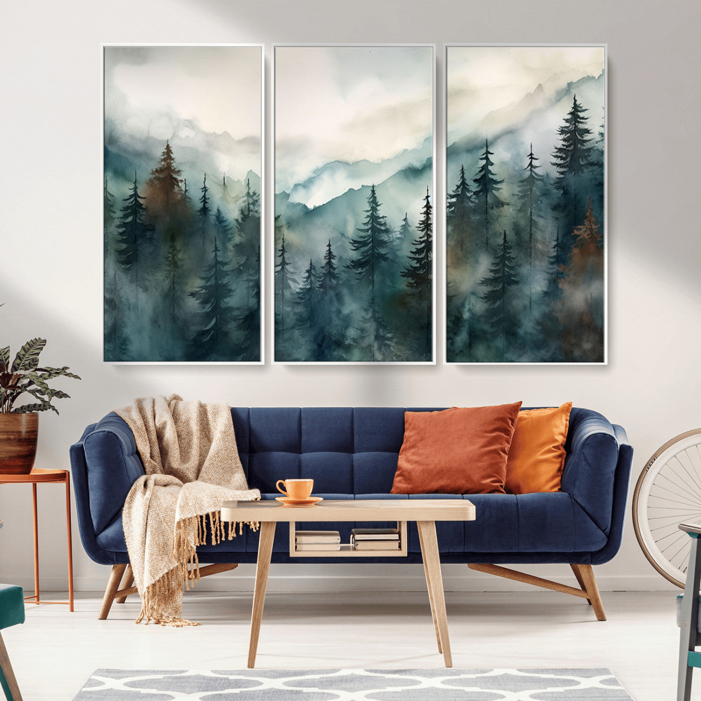 48468-MGV-CV-36X24-Serenity Forest Wall Art Canvas | Foggy Mountain Landscape Canvas Print for Living Room or Office | Nature-Inspired Woodland Decor