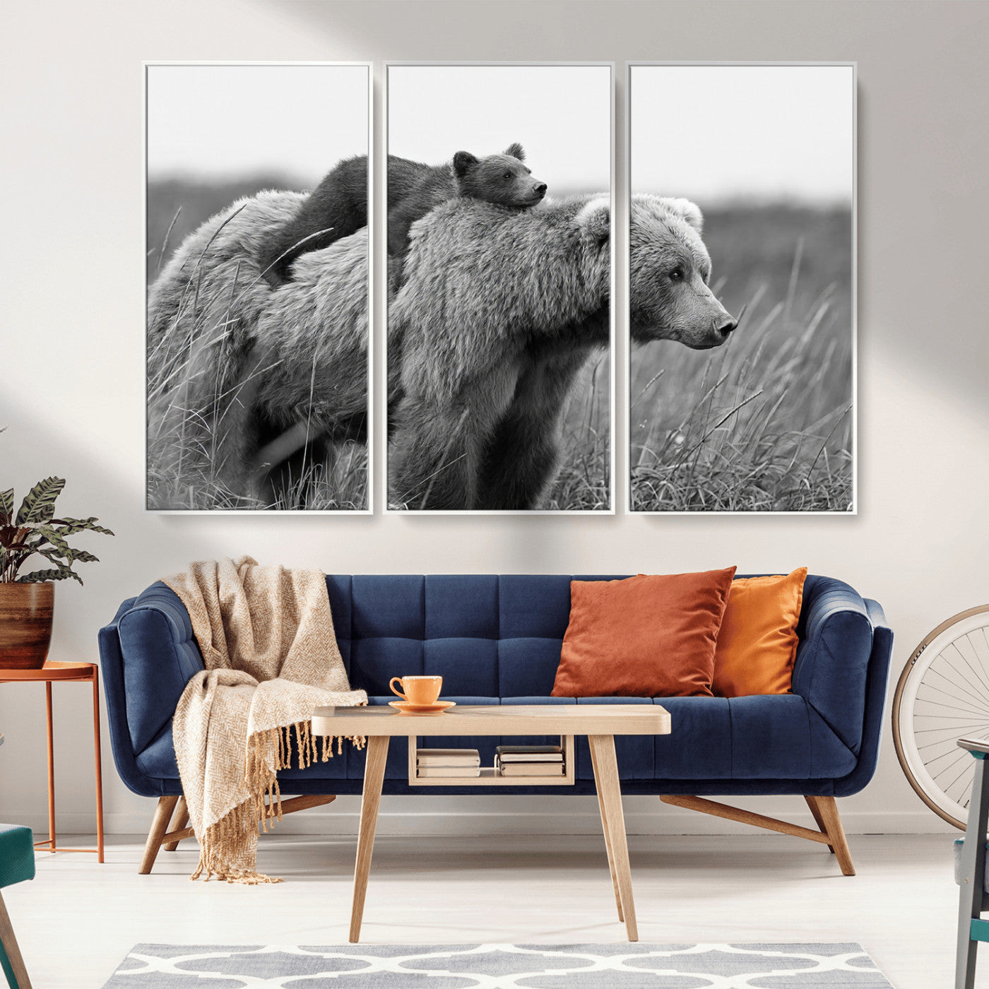 MGV-FC-48X32-3P - Bear and Cub Wall Art Canvas | 399 Bear Cub Wildlife-Inspired Animal Art for Living Room or Office | Grizzly Bear Print of Photography