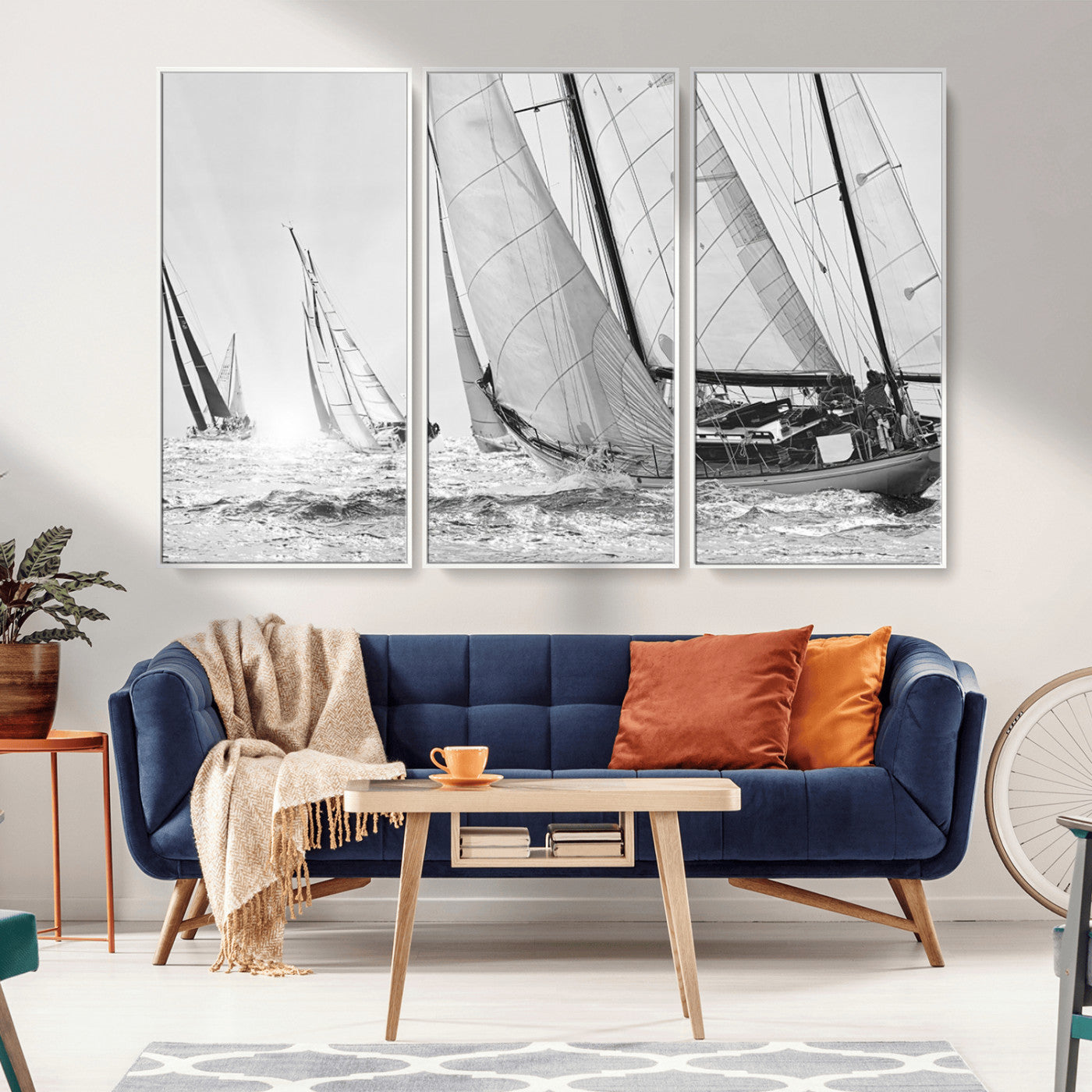 MGV-FC-48X32-3P - Yacht Sailboat Regatta Canvas Wall Art Canvas Print