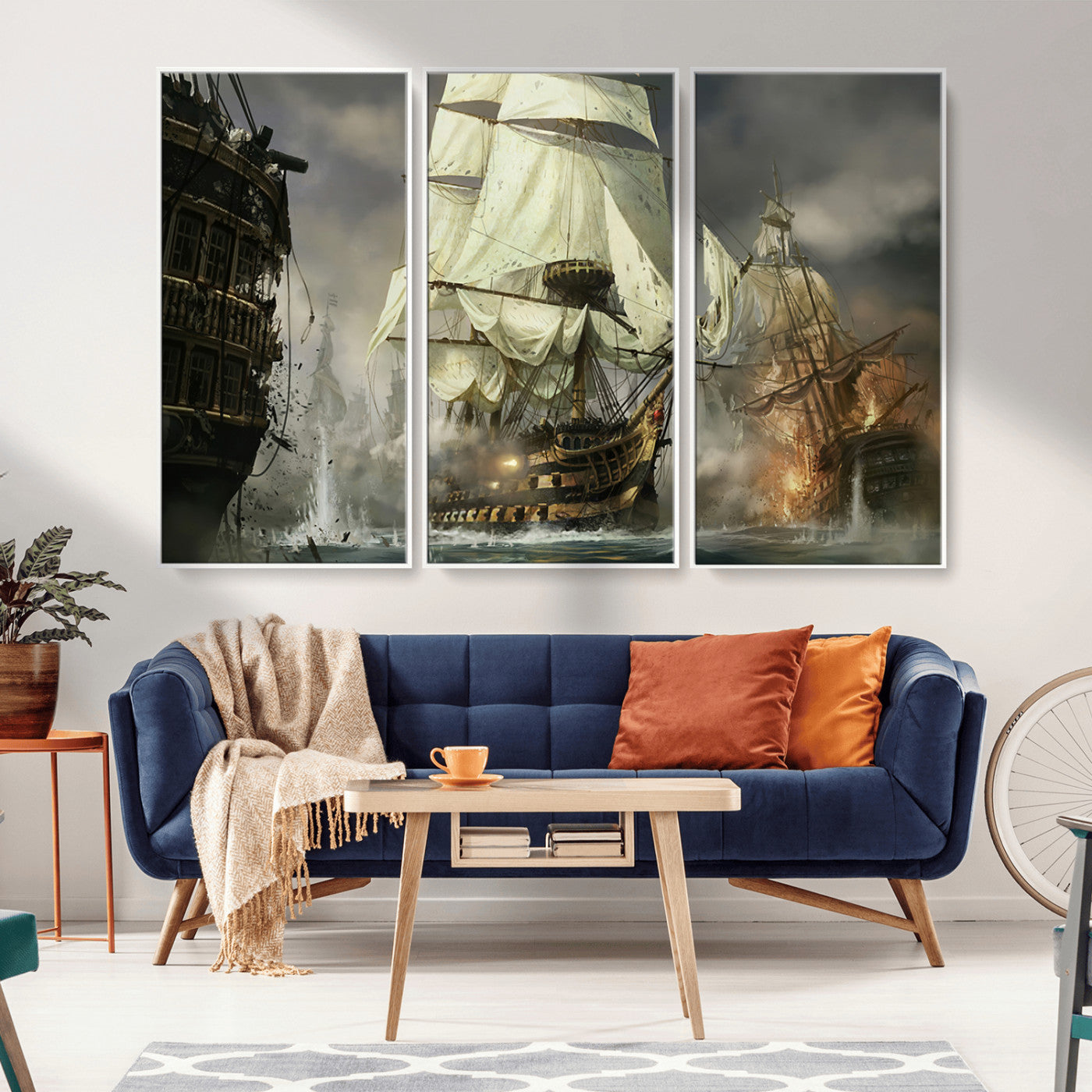 MGV-FC-48X32-3P - Pirate Ship War Wall Art Canvas Print