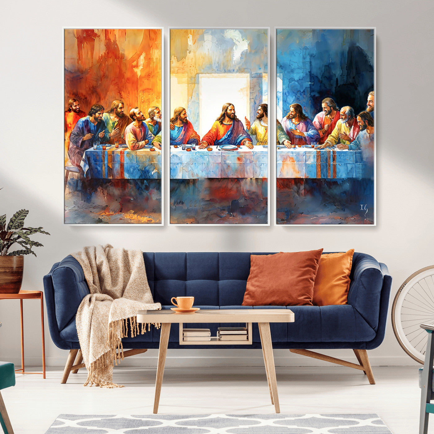 MGV-FC-48X32-3P - Abstract Waterolor The Last Supper Wall Art