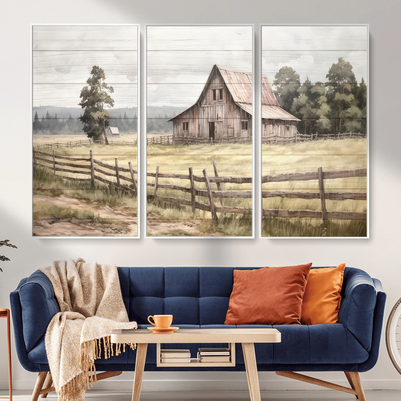 87489-MGV-CV-36X24 - Rustic Farmhouse Barn Wall Art | Framed Gallery Wrap Barn  Giclee Canvas Print for Farmhouse Decor