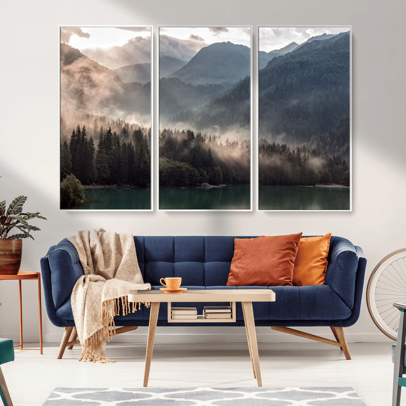 MGV-FC-48X32-3P - Foggy Mountain Canvas Print Forest Wall Art