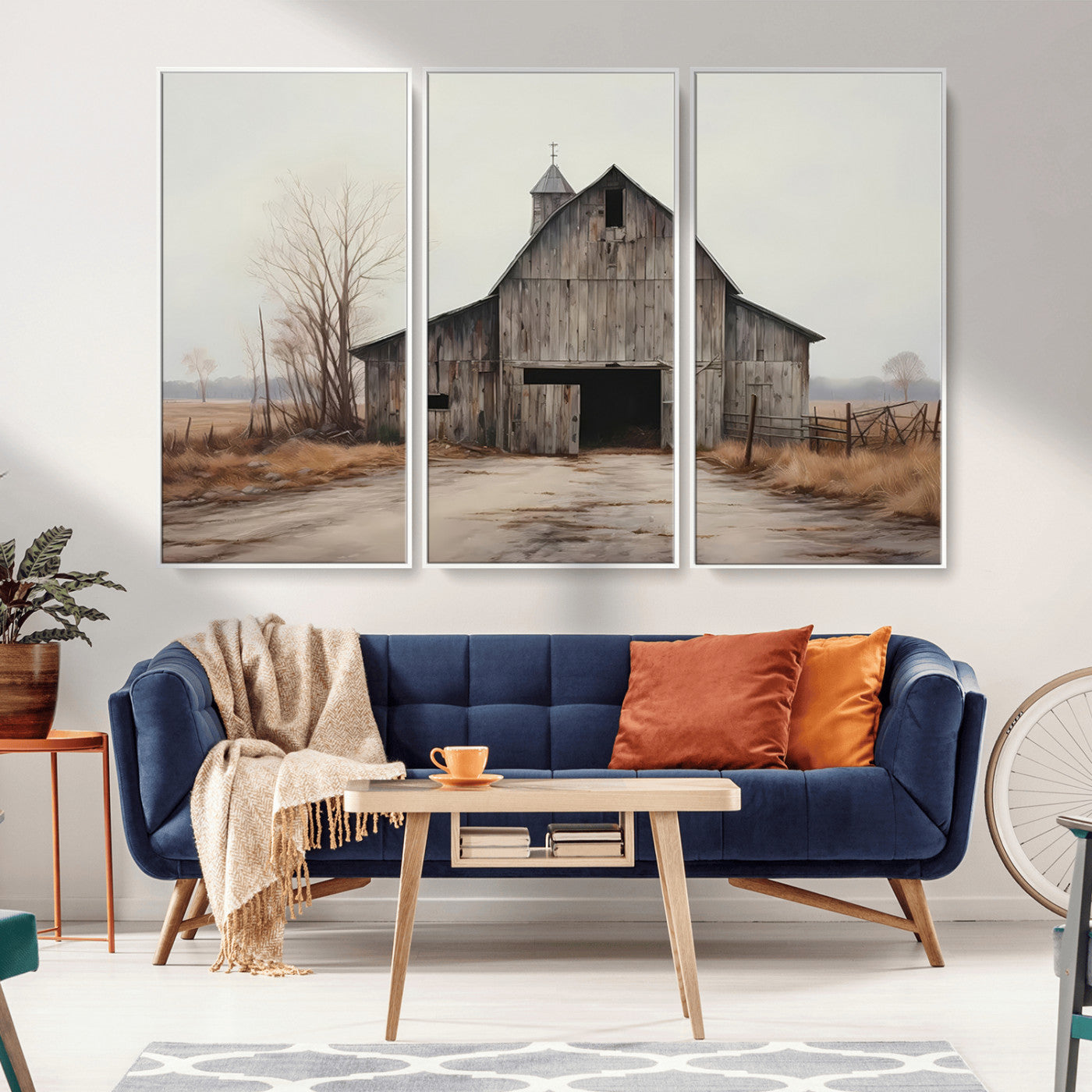 MGV-FC-48X32-3P - Farmhouse Rustic Barn Wall Art Canvas Print – Framed and Ready to Hang – Perfect Addition to Farmhouse Wall Décor