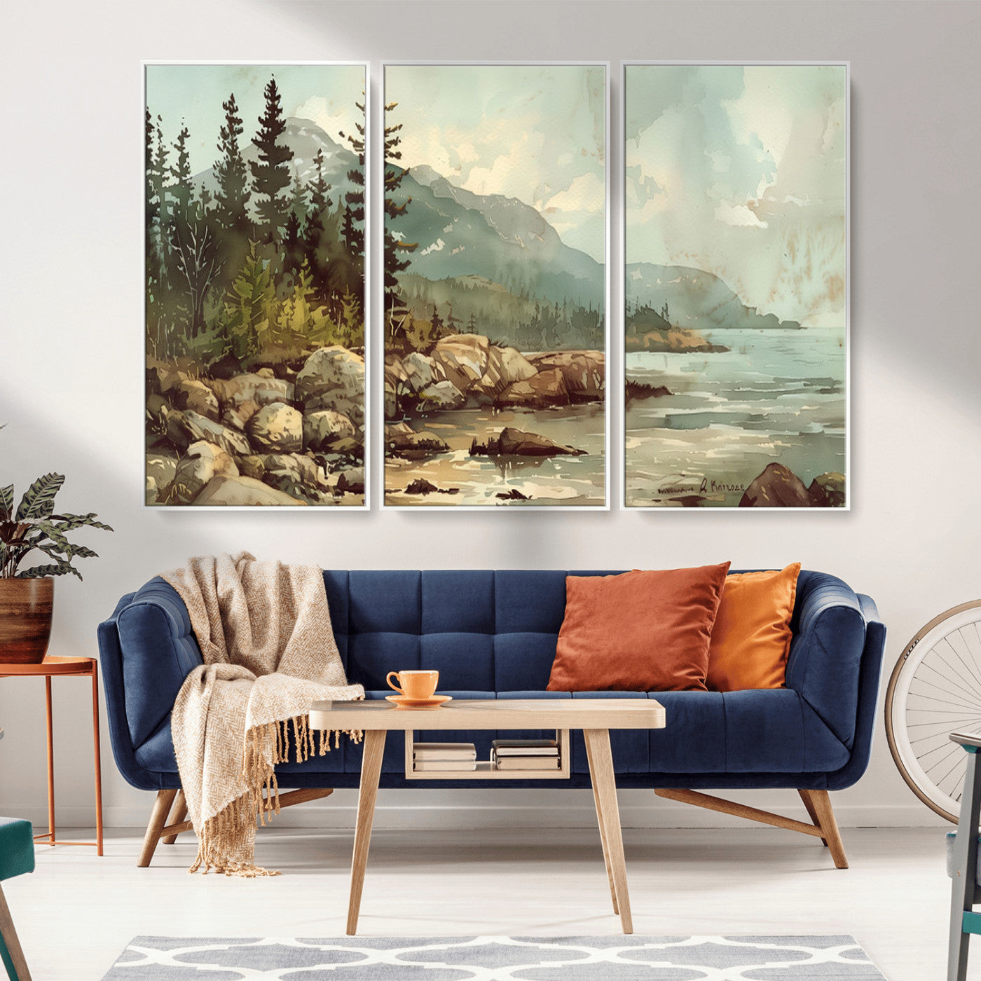 MGV-FC-48X32-3P - Abstract Acadia National Park Wall Art Canvas Print - Stunning 3-Panel Wall Art Canvas Print, Framed, Ready to Hang