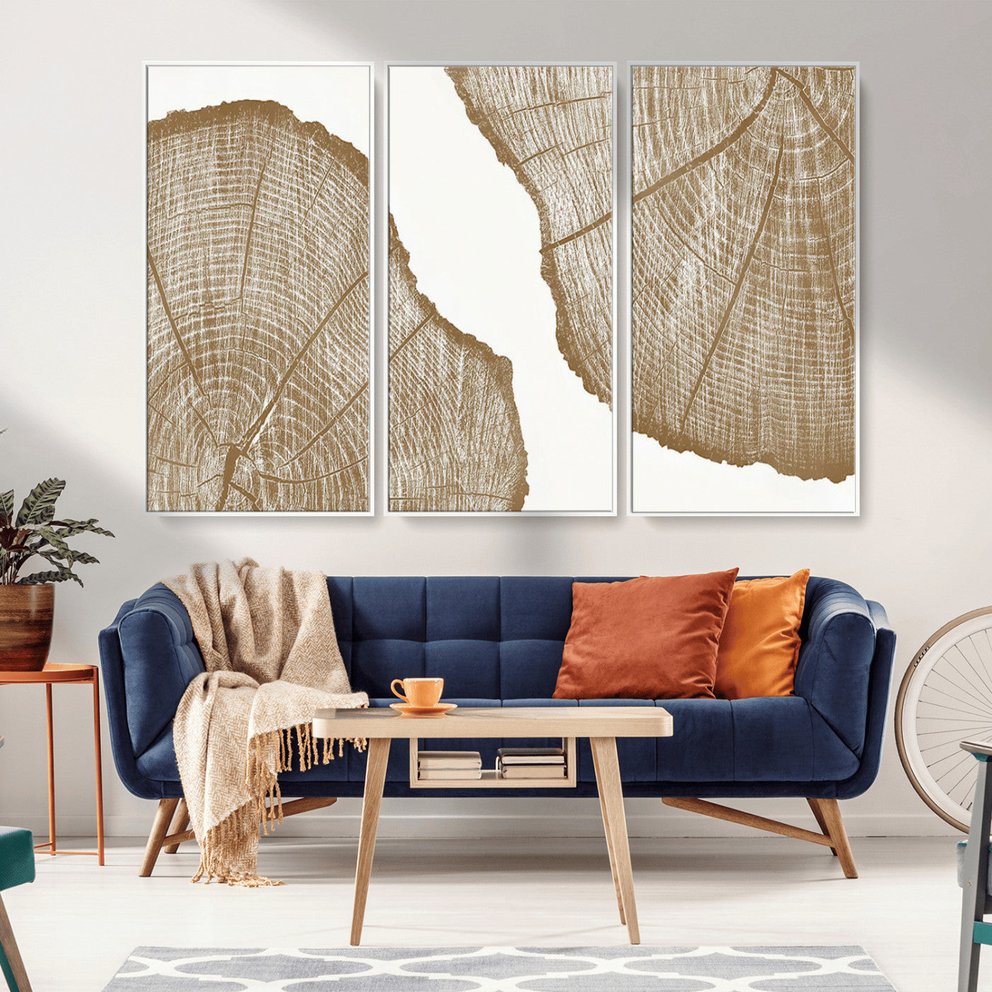 -Rustic Brown Tree Ring Wall Art Canvas Print – Framed and Ready to Hang – Elegant Nature-Inspired