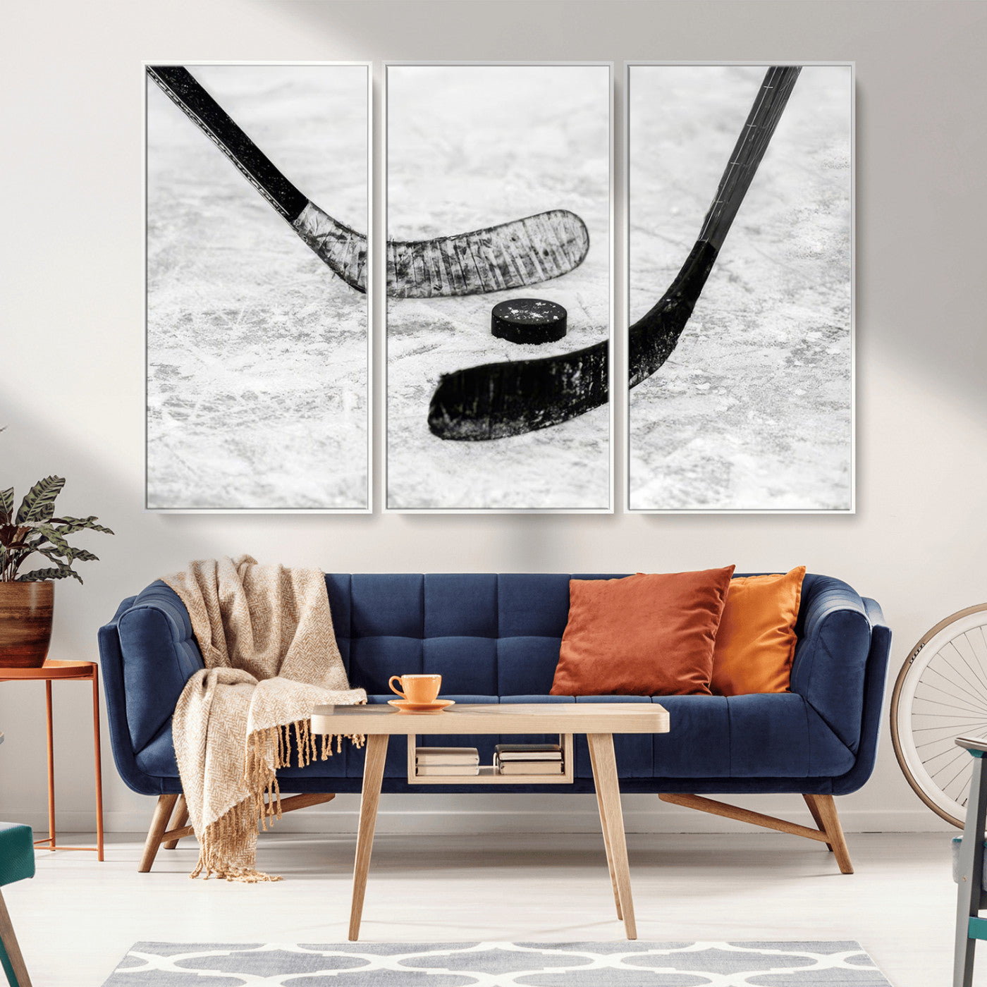 MGV-FC-48X32-3P - Winter Ice Hockey Sport Canvas Wall Art Print - Hockey Wall Art Print