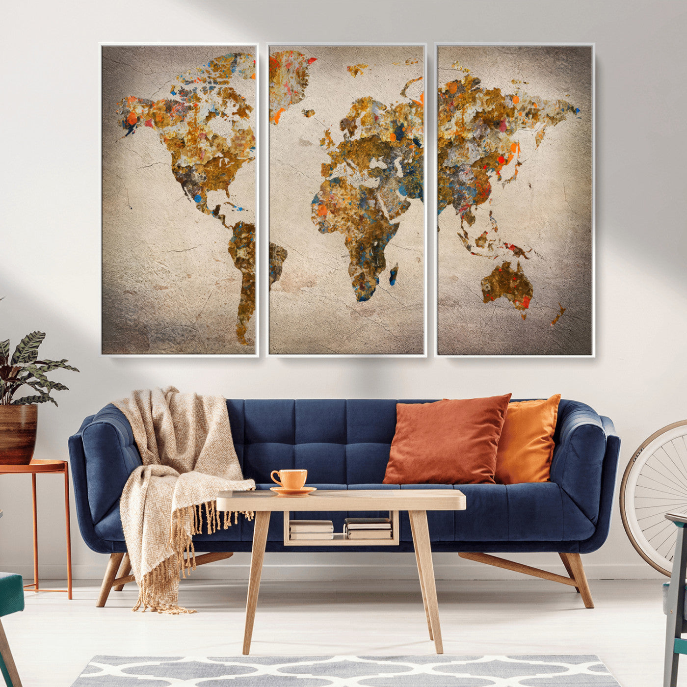 MGV-FC-48X32-3P - Push Pin World Map Canvas Print – Framed Wall Art for Couples to Track Their Travels – Anniversary