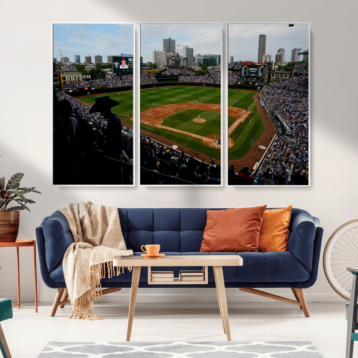 MGV-FC-48X32-3P - Chicago Cubs Baseball Team Print - Wrigley Field Stadium Wall Art Canvas Print