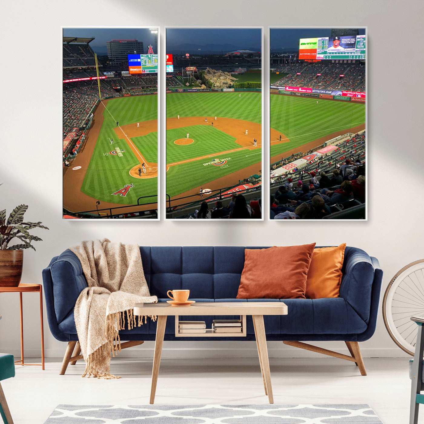 MGV-FC-48X32-3P - Angel Stadium Aerial View – Los Angeles Angels Baseball Canvas Print, Framed, Ready to Hang