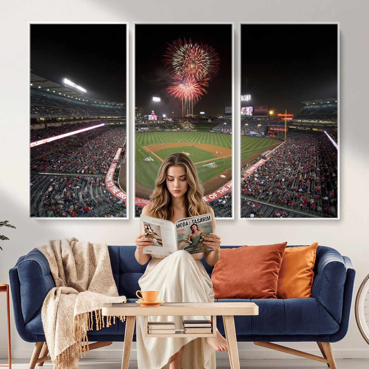 63592-MGV-CV-36X24 - Angel Stadium in Los Angeles Stadium Wall Art Canvas Print