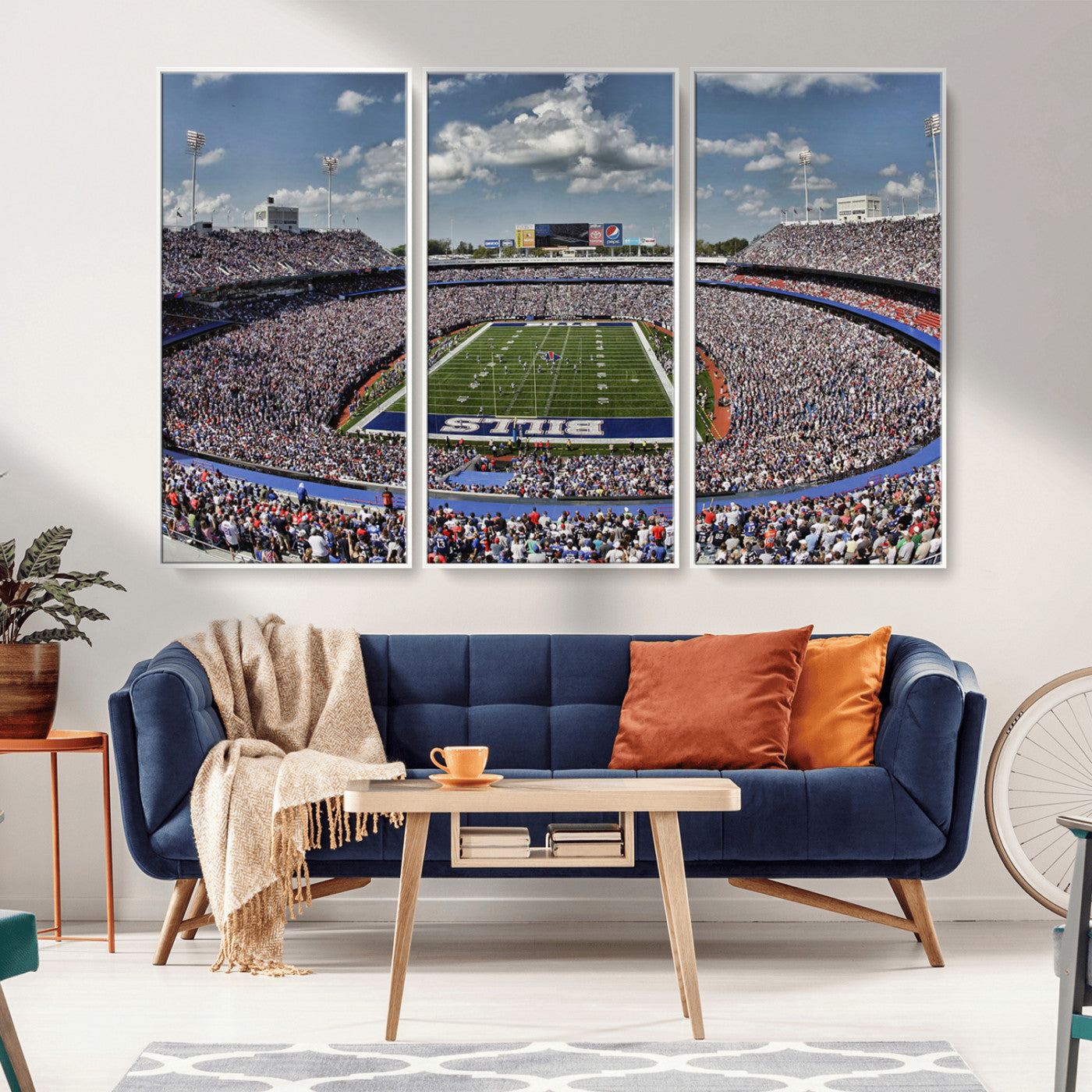 MGV-FC-48X32-3P - Buffalo Bills Highmark Stadium Wall Art Canvas Print - Bills Stadium Game Day Triple Canvas Wall Art - Buffalo Bills NFL Match