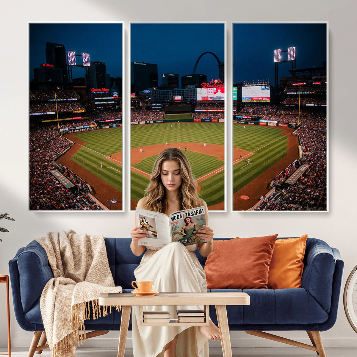 38612-MGV-CV-36X24 - St. Louis Cardinals Baseball Team Print - Busch Stadium Wall Art