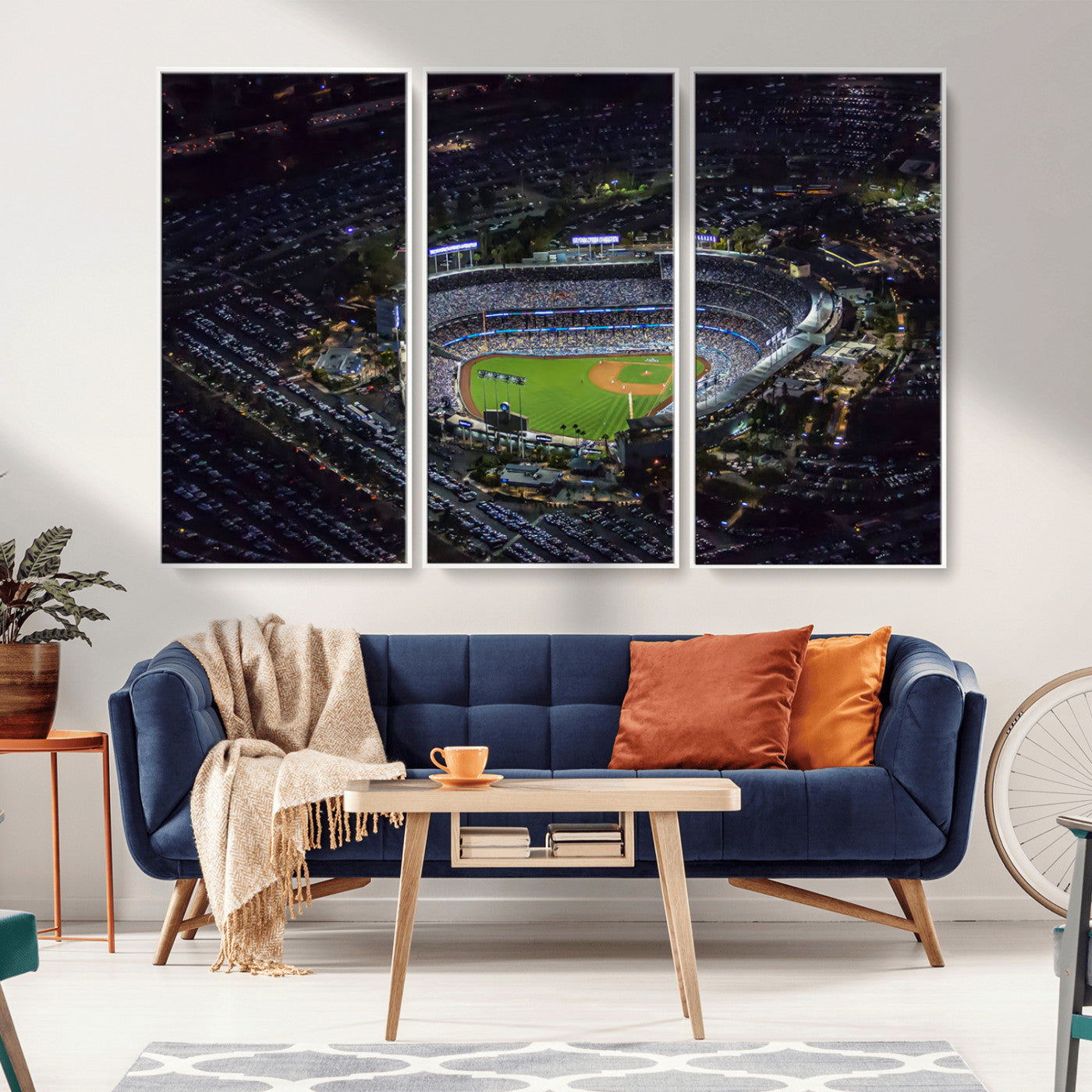 MGV-FC-48X32-3P - Los Angeles Dodgers Baseball Team Print - California Dodger Stadium Wall Art Canvas Print