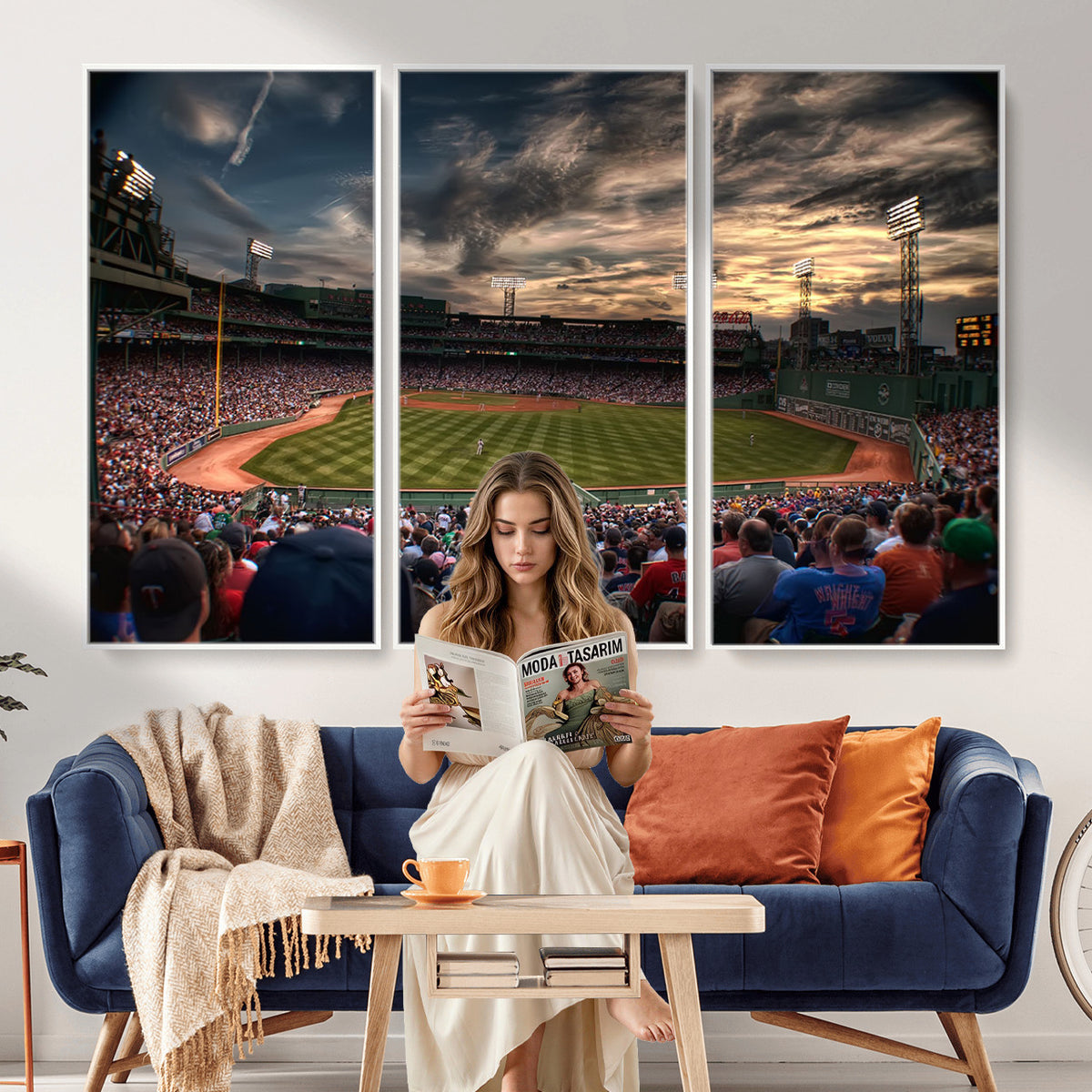 53432-MGV-CV-36X24 - Boston Red Sox Baseball Team Print, Massachusetts Fenway Park Stadium Wall Art Canvas Print